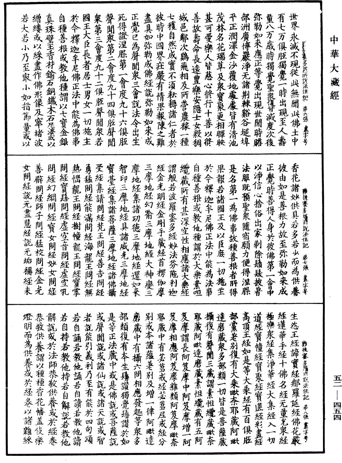 大阿羅漢難提蜜多羅所說法住記《中華大藏經》_第52冊_第454頁