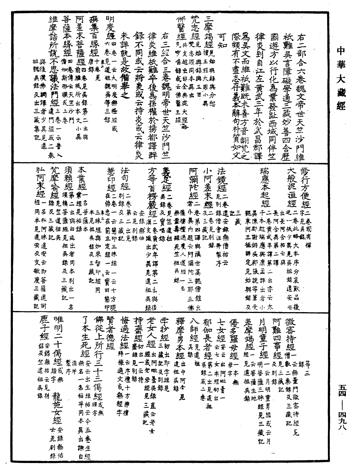 大唐內典錄《中華大藏經》_第54冊_第498頁