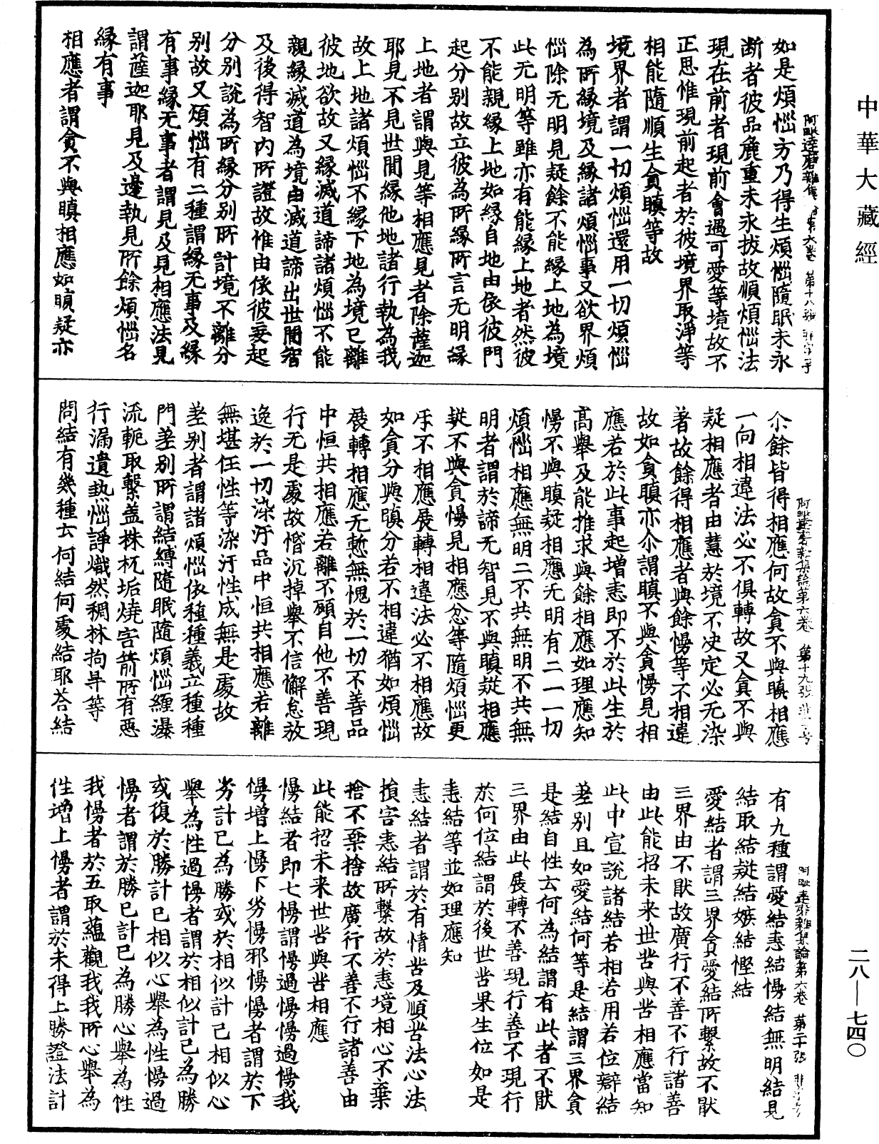 大乘阿毗達磨雜集論《中華大藏經》_第28冊_第0740頁