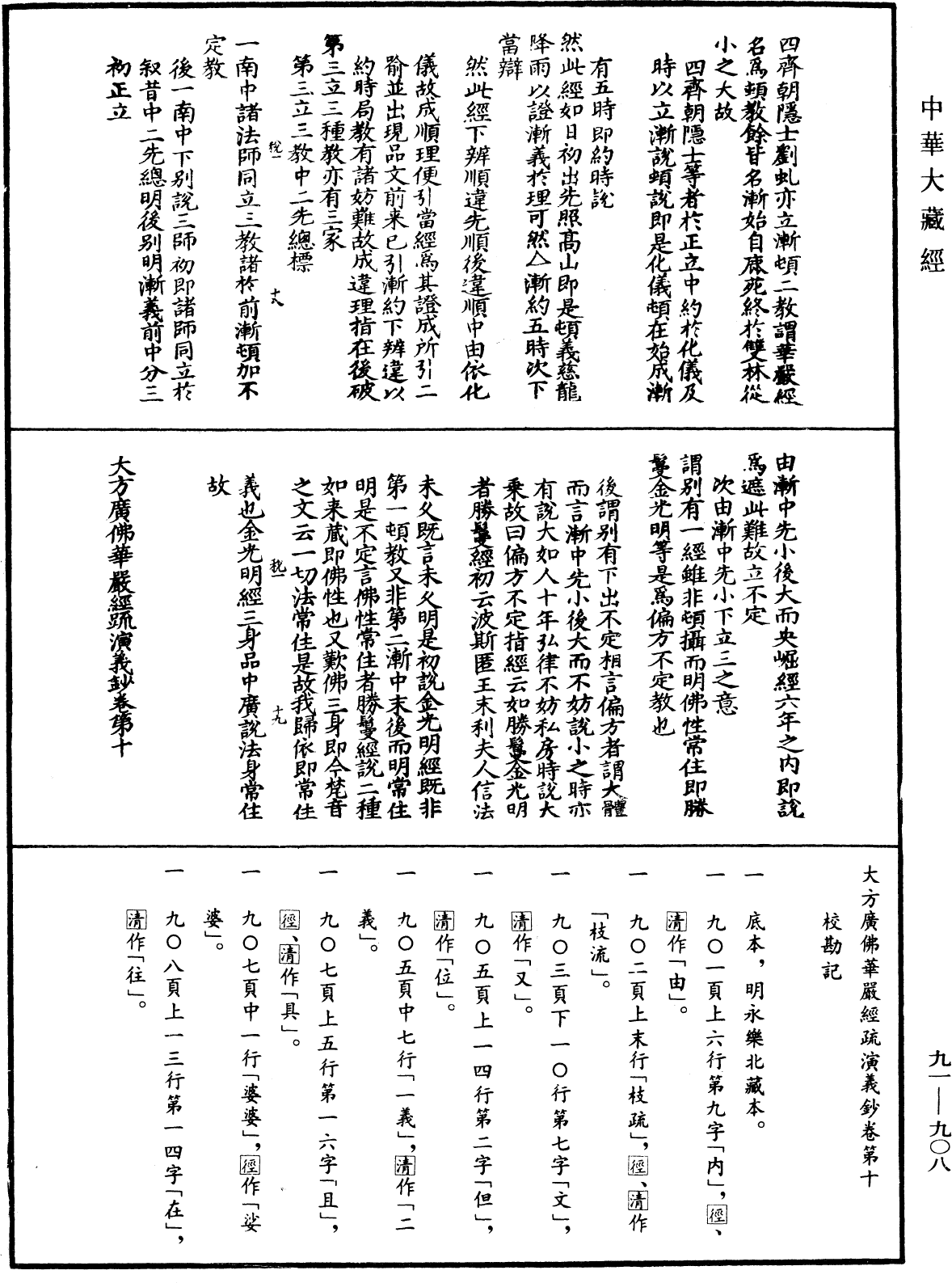 大方廣佛華嚴經疏演義鈔《中華大藏經》_第91冊_第0908頁