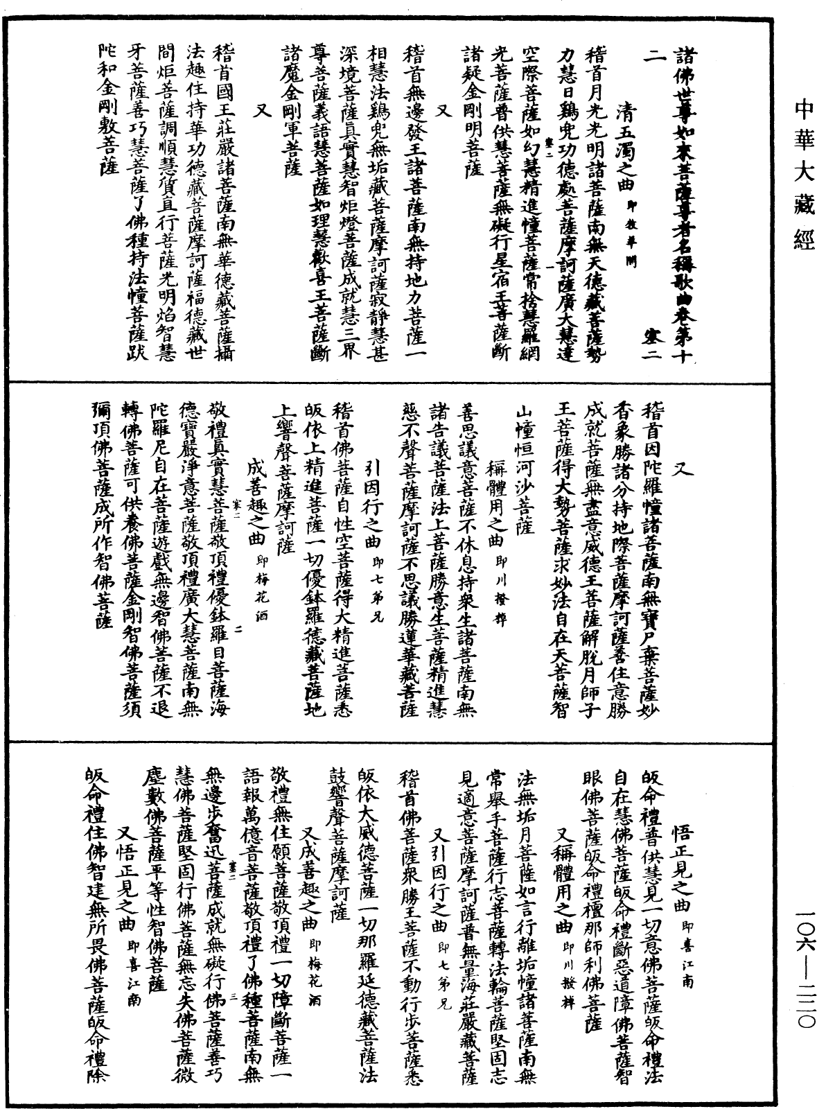 諸佛世尊如來菩薩尊者名稱歌曲《中華大藏經》_第106冊_第220頁