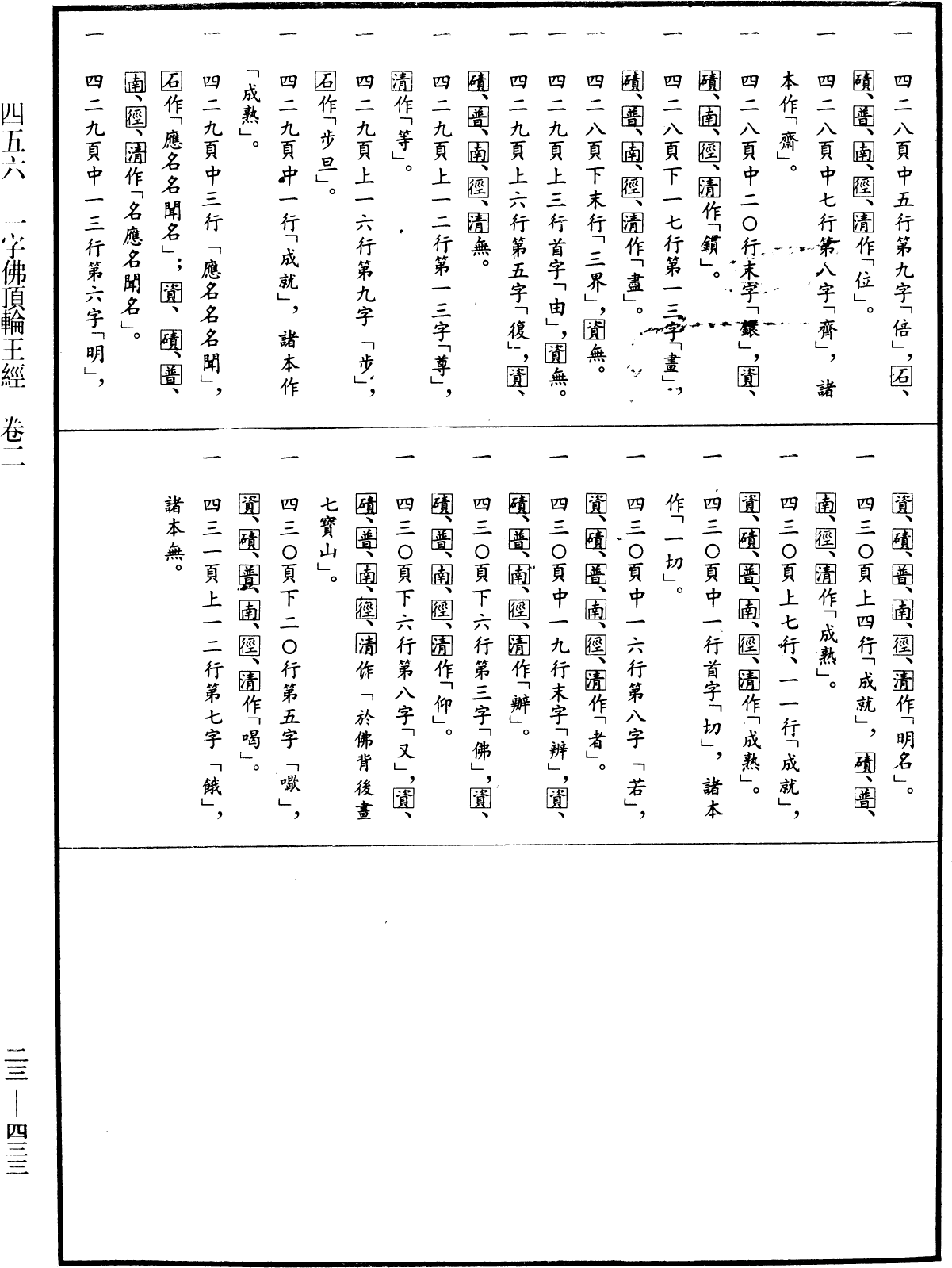 一字佛頂輪王經《中華大藏經》_第23冊_第433頁2