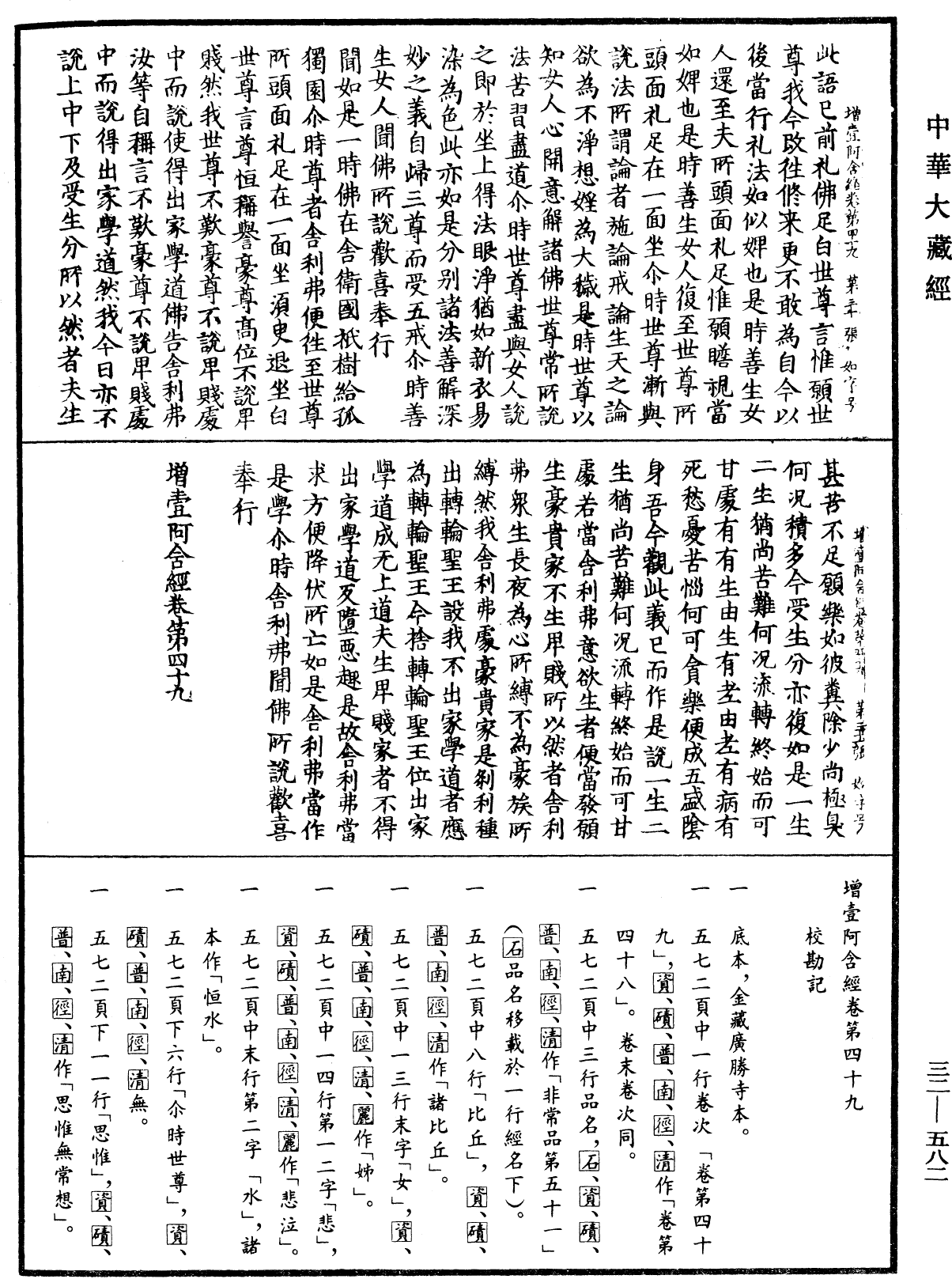 增壹阿含經《中華大藏經》_第32冊_第0582頁