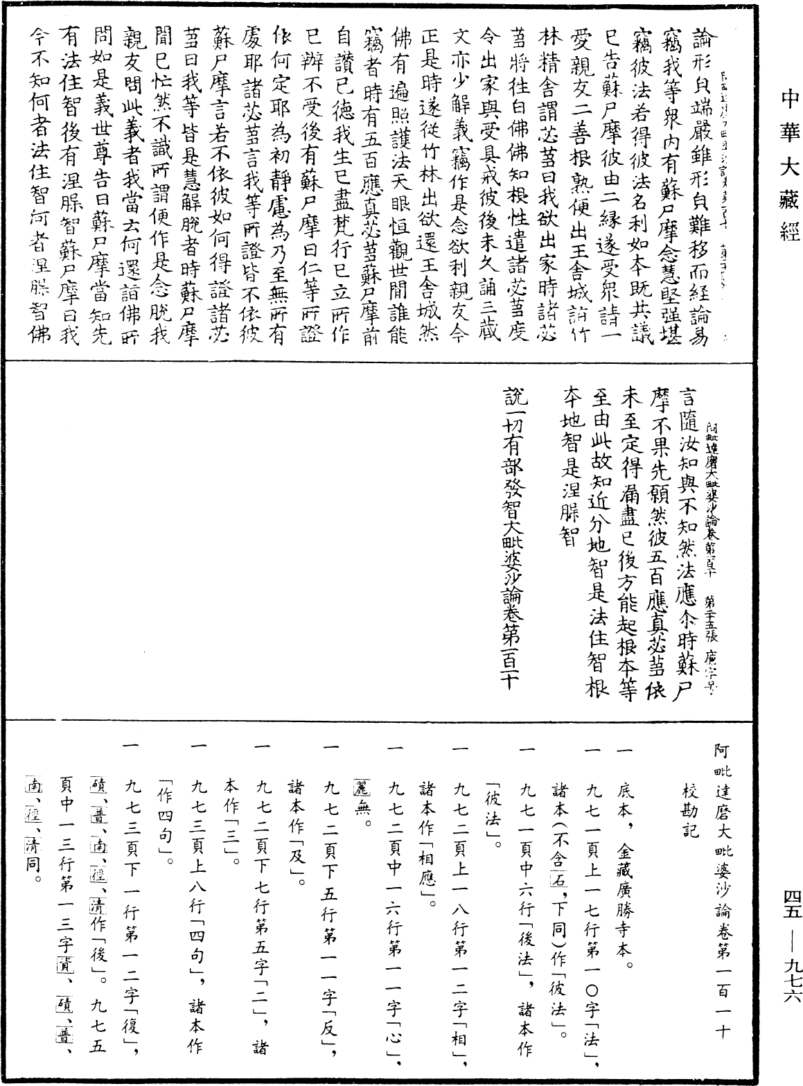 阿毗達磨大毗婆沙論《中華大藏經》_第45冊_第976頁