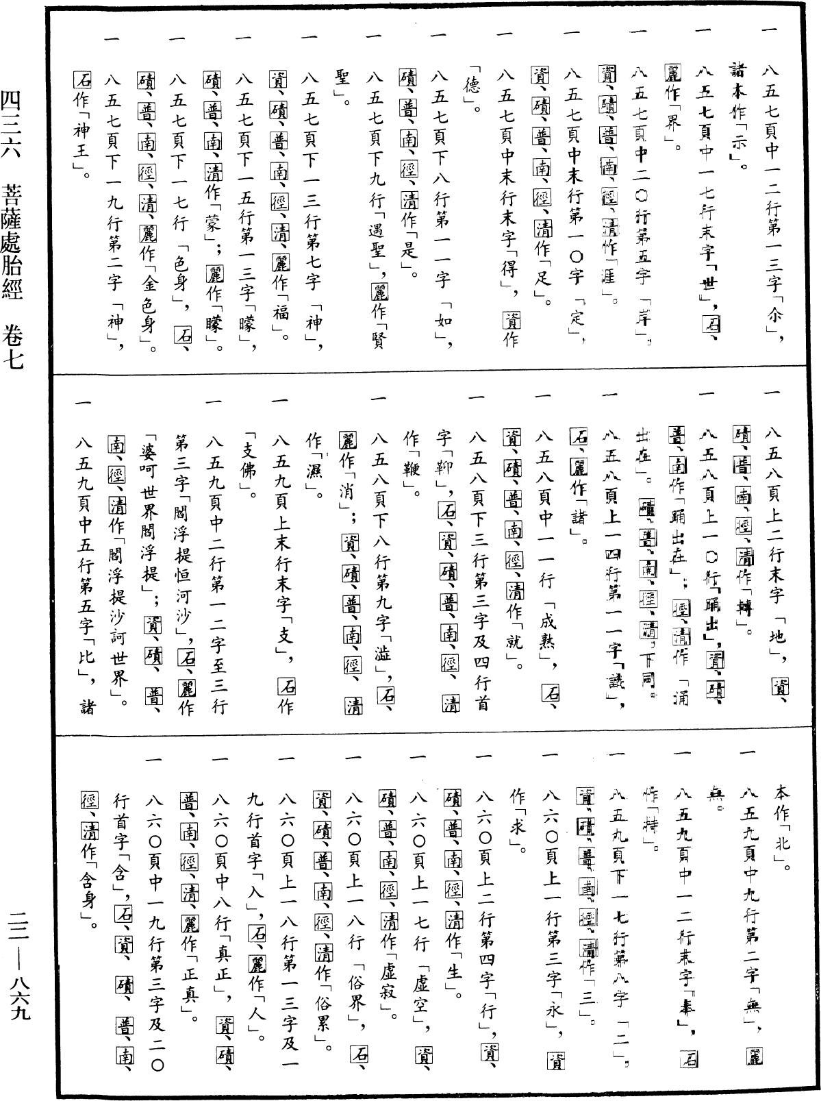 菩薩處胎經《中華大藏經》_第22冊_第869頁