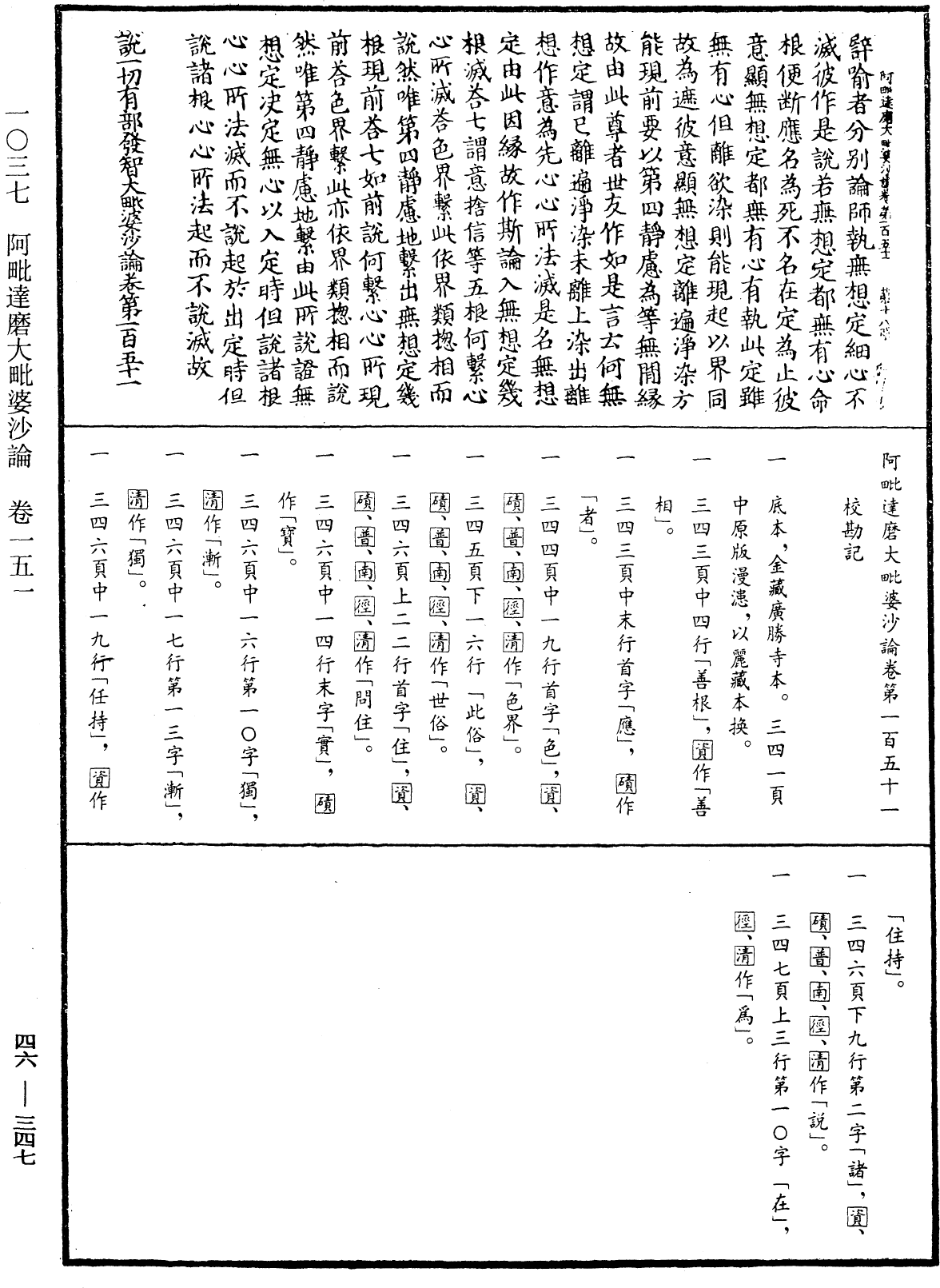 阿毗達磨大毗婆沙論《中華大藏經》_第46冊_第0347頁151