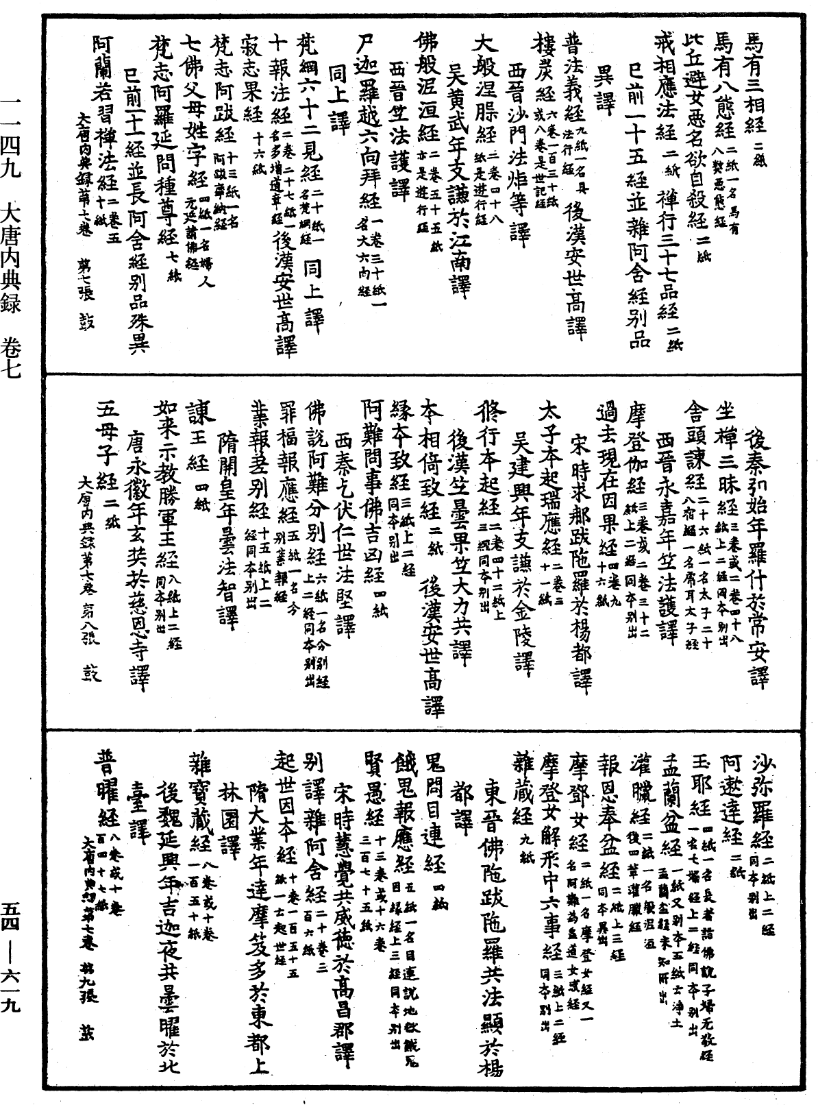 大唐内典录《中华大藏经》_第54册_第619页