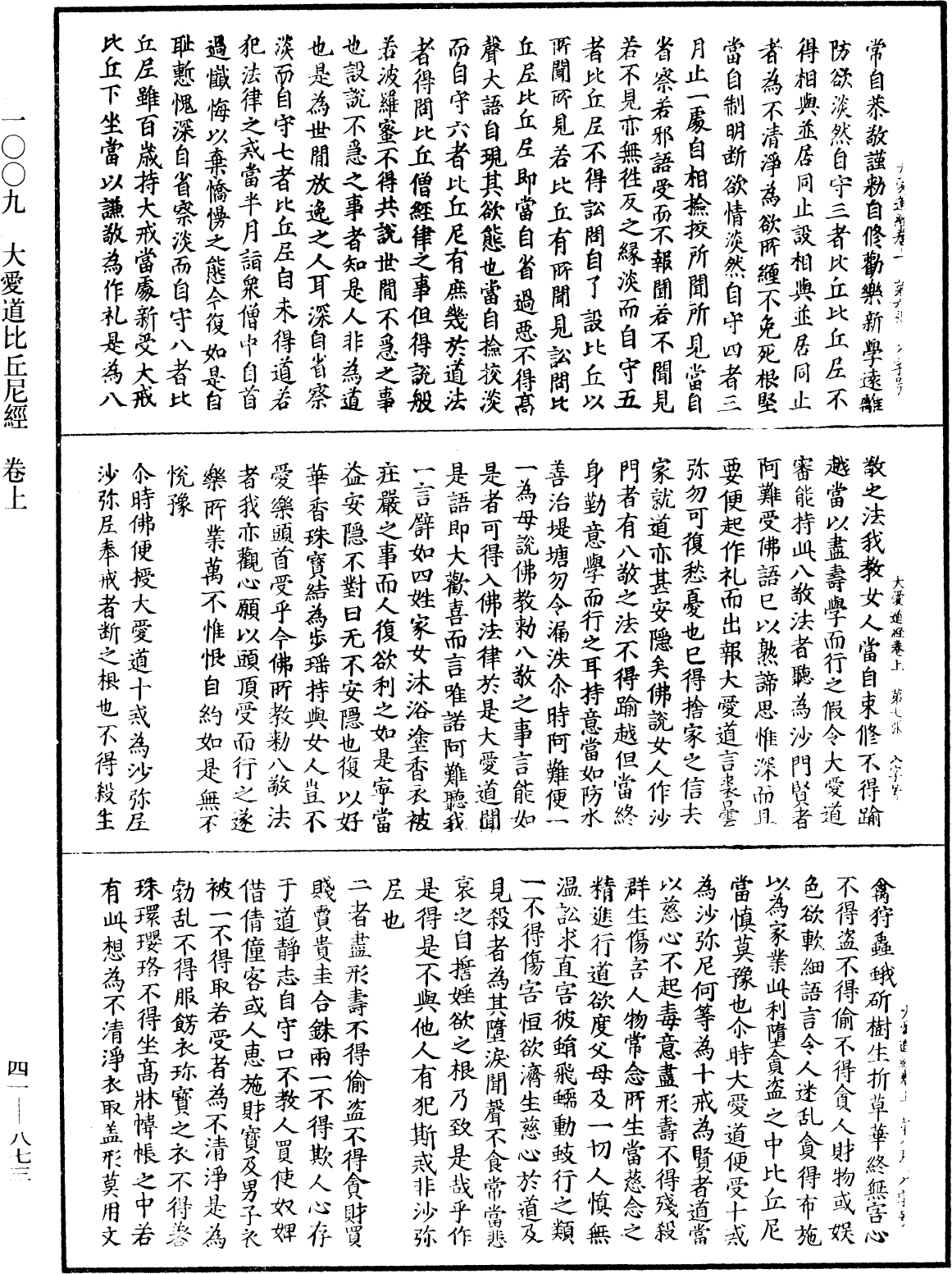 大愛道比丘尼經《中華大藏經》_第41冊_第873頁