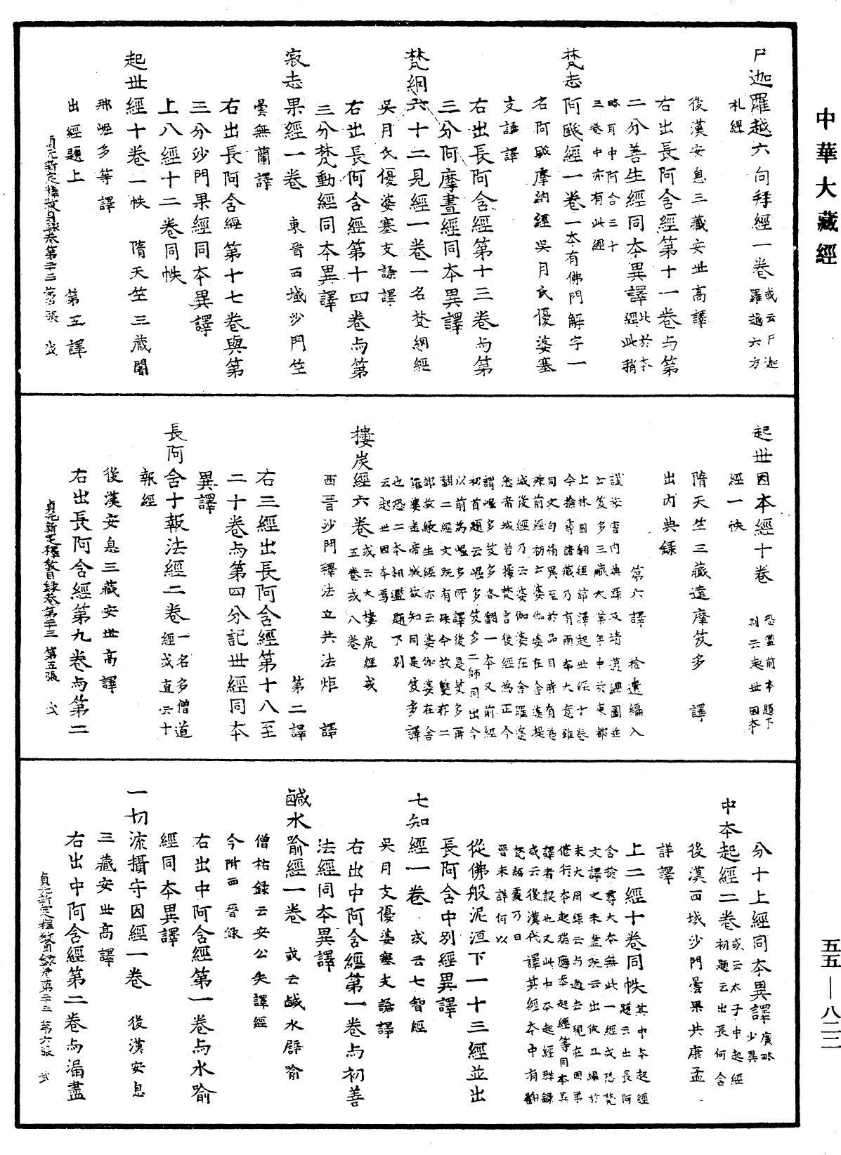 貞元新定釋教目錄《中華大藏經》_第55冊_第822頁