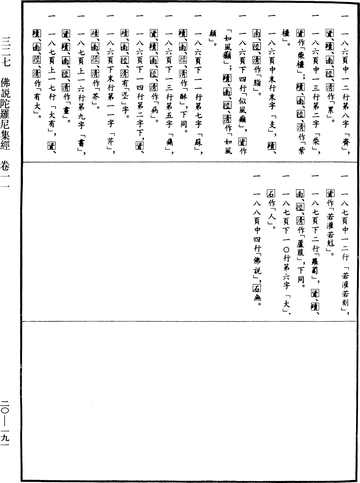 佛說陀羅尼集經《中華大藏經》_第20冊_第0191頁11