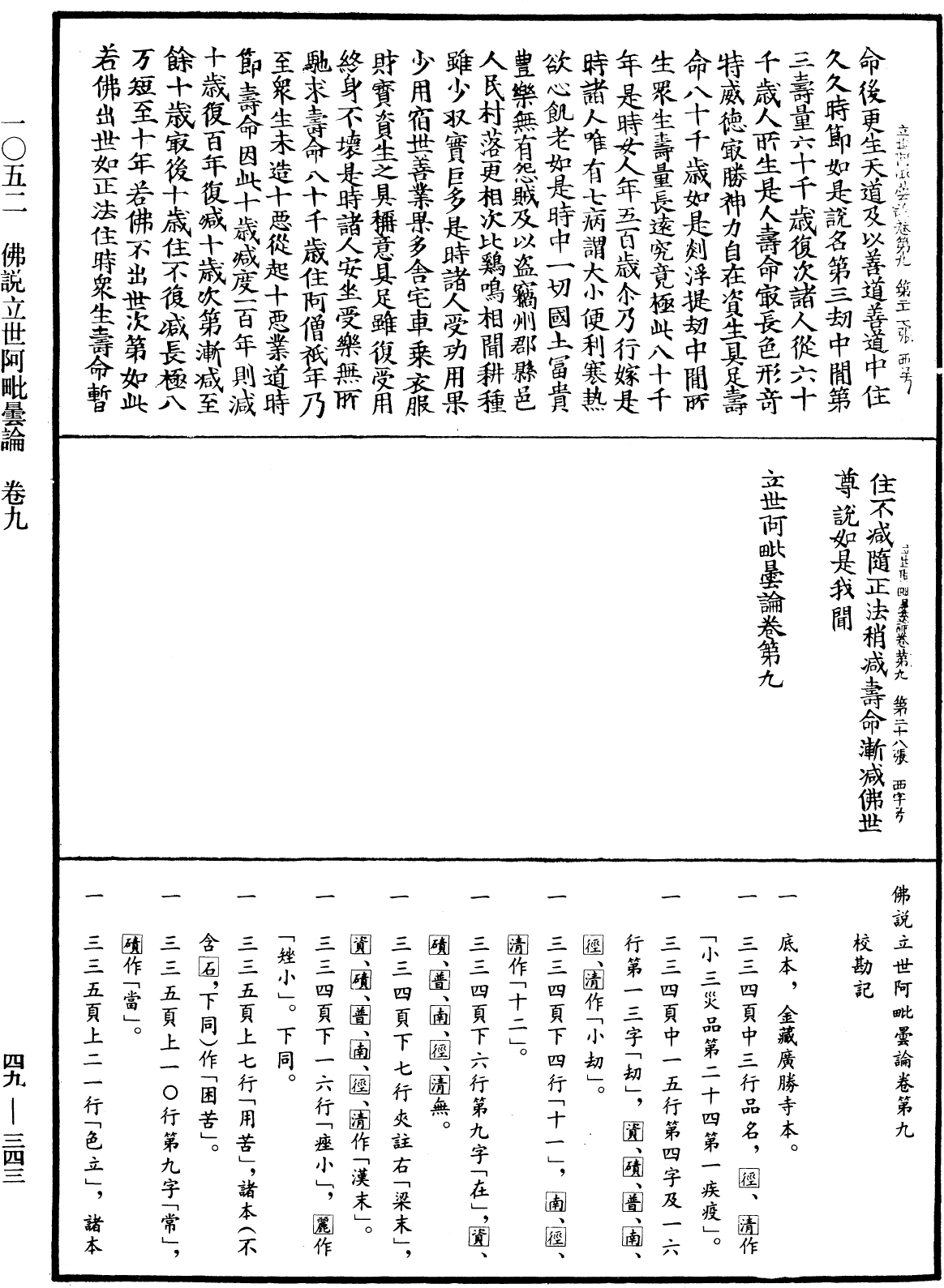 佛說立世阿毗曇論《中華大藏經》_第49冊_第0343頁