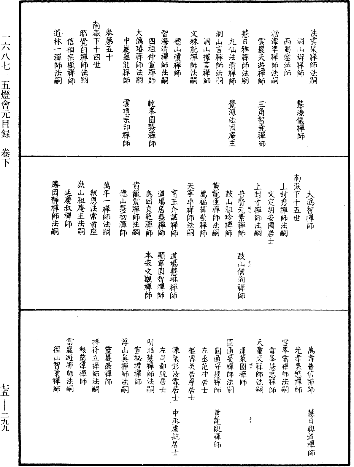 五燈會元目錄《中華大藏經》_第75冊_第299頁