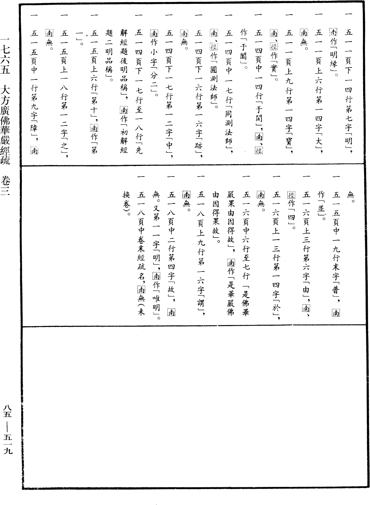 大方廣佛華嚴經疏《中華大藏經》_第85冊_第0519頁