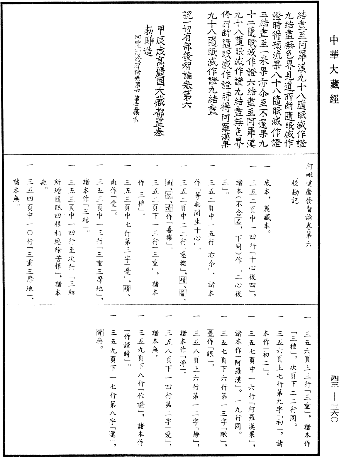 阿毗達磨發智論《中華大藏經》_第43冊_第360頁6