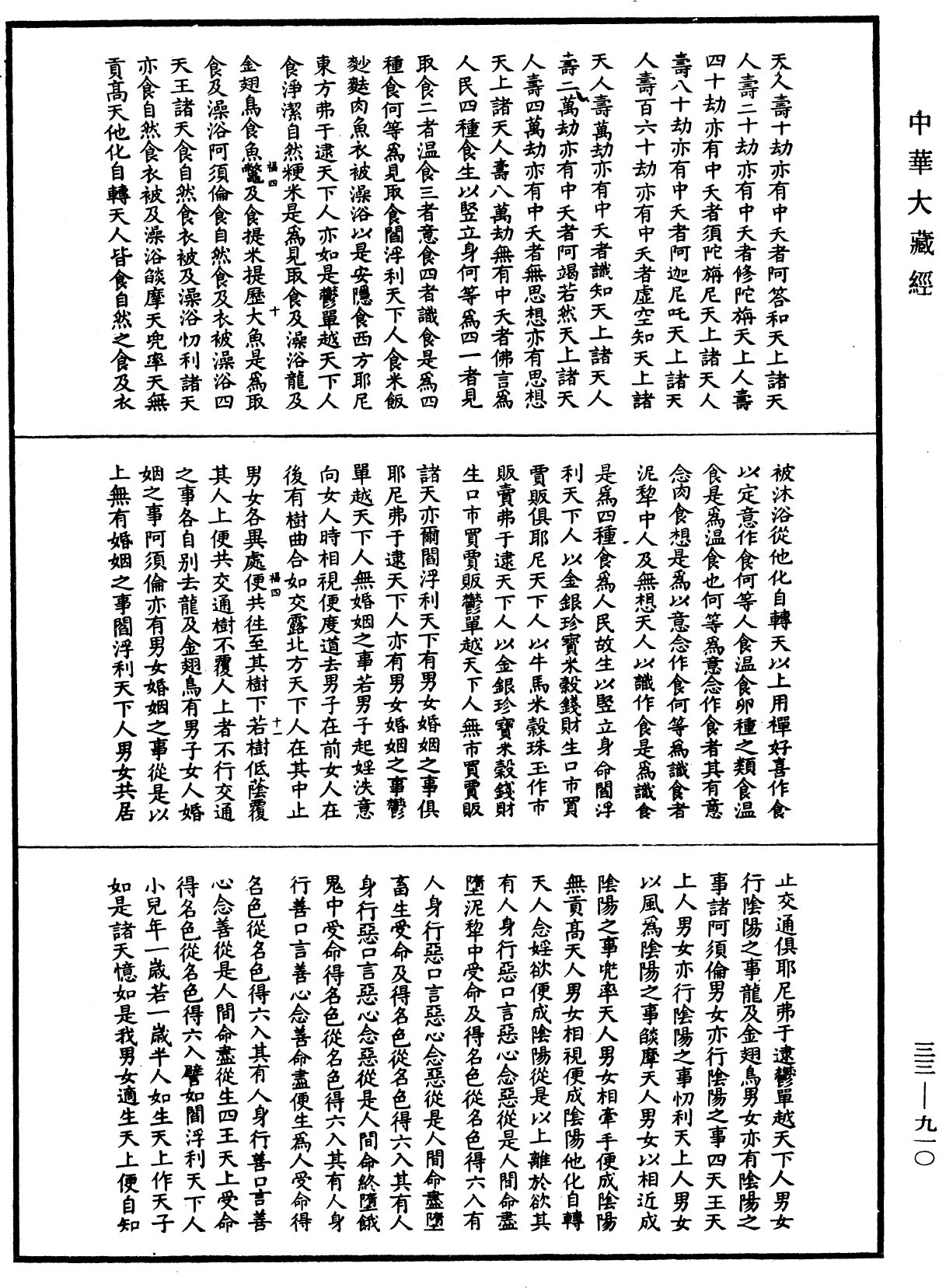 佛說樓炭經(別本)《中華大藏經》_第33冊_第0910頁