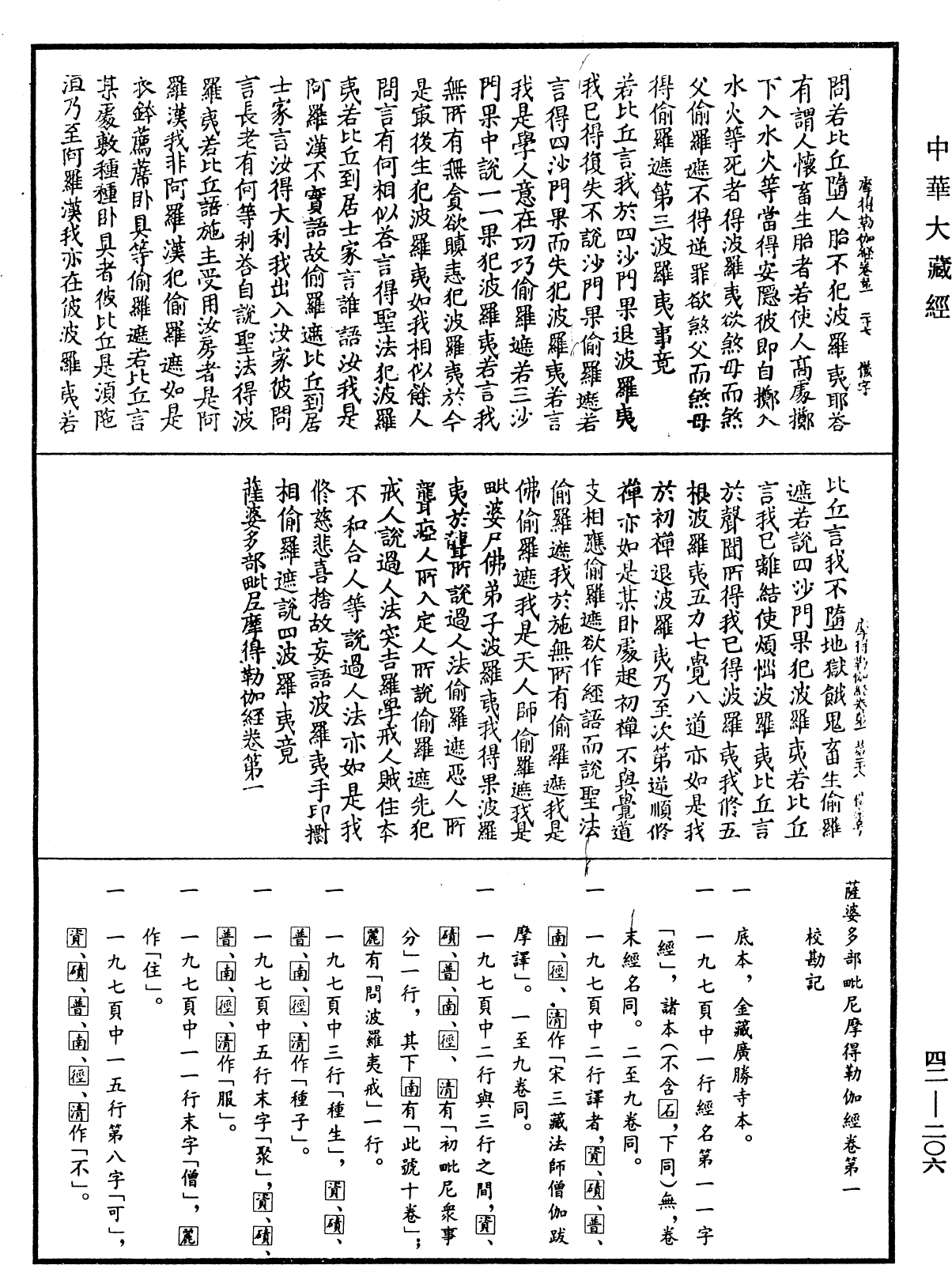 萨婆多部毗尼摩得勒伽经《中华大藏经》_第42册_第206页