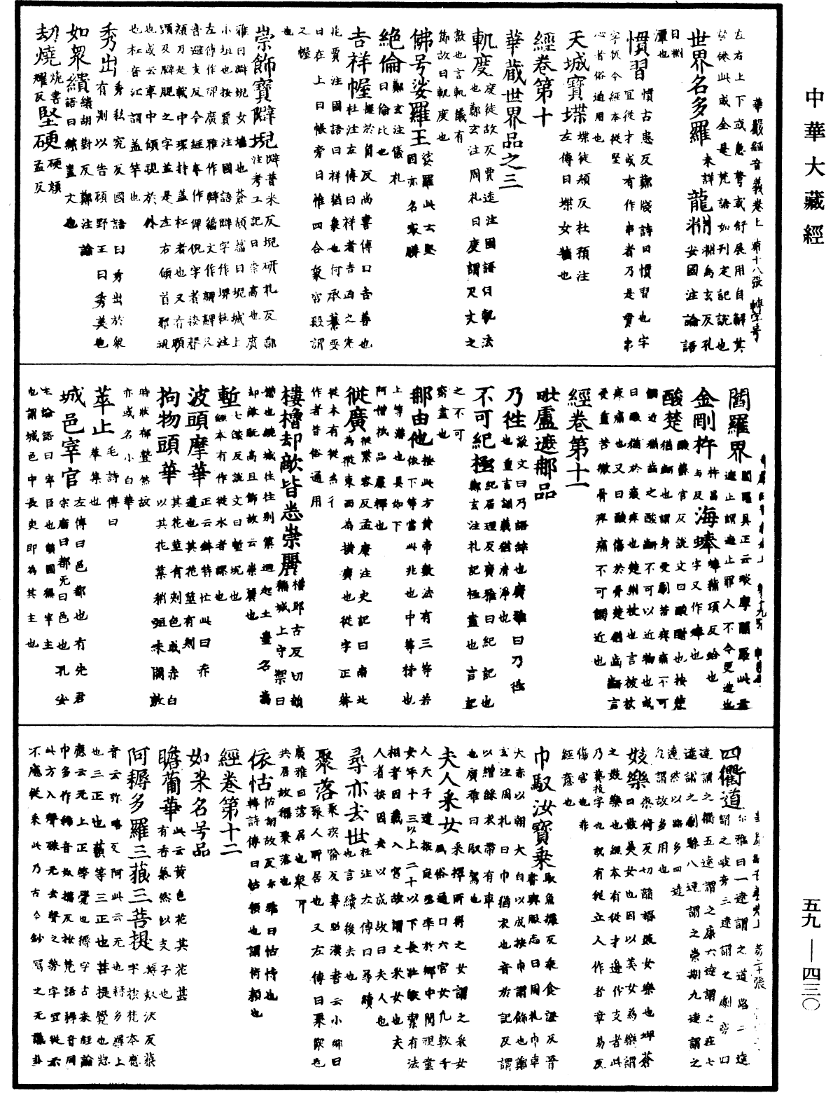 新譯大方廣佛華嚴經音義《中華大藏經》_第59冊_第0430頁