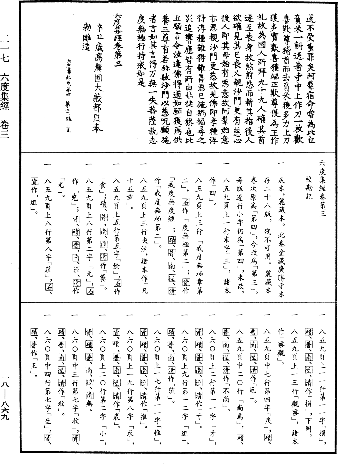 六度集經《中華大藏經》_第18冊_第869頁