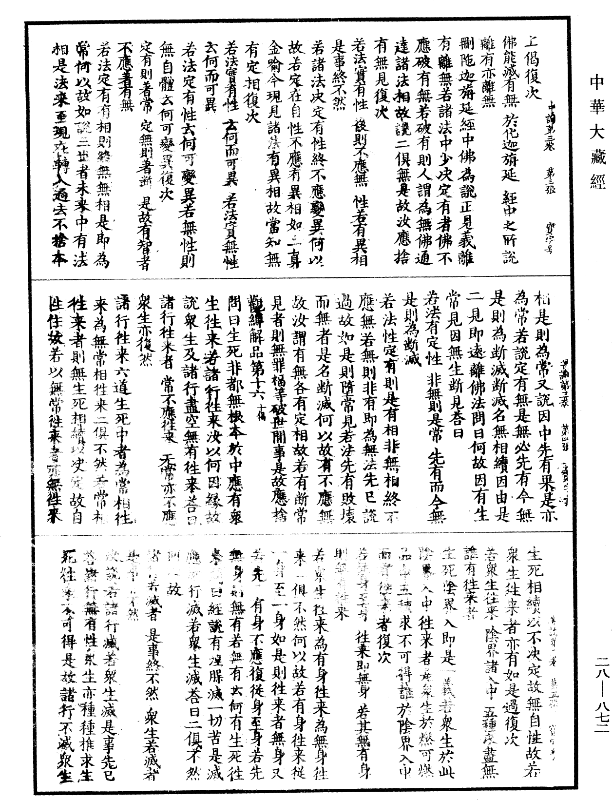 中論《中華大藏經》_第28冊_第0872頁