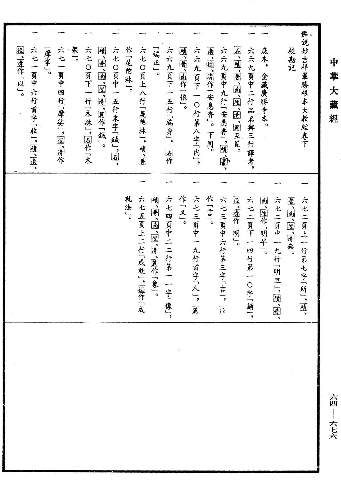 佛說妙吉祥最勝根本大教經《中華大藏經》_第64冊_第0676頁