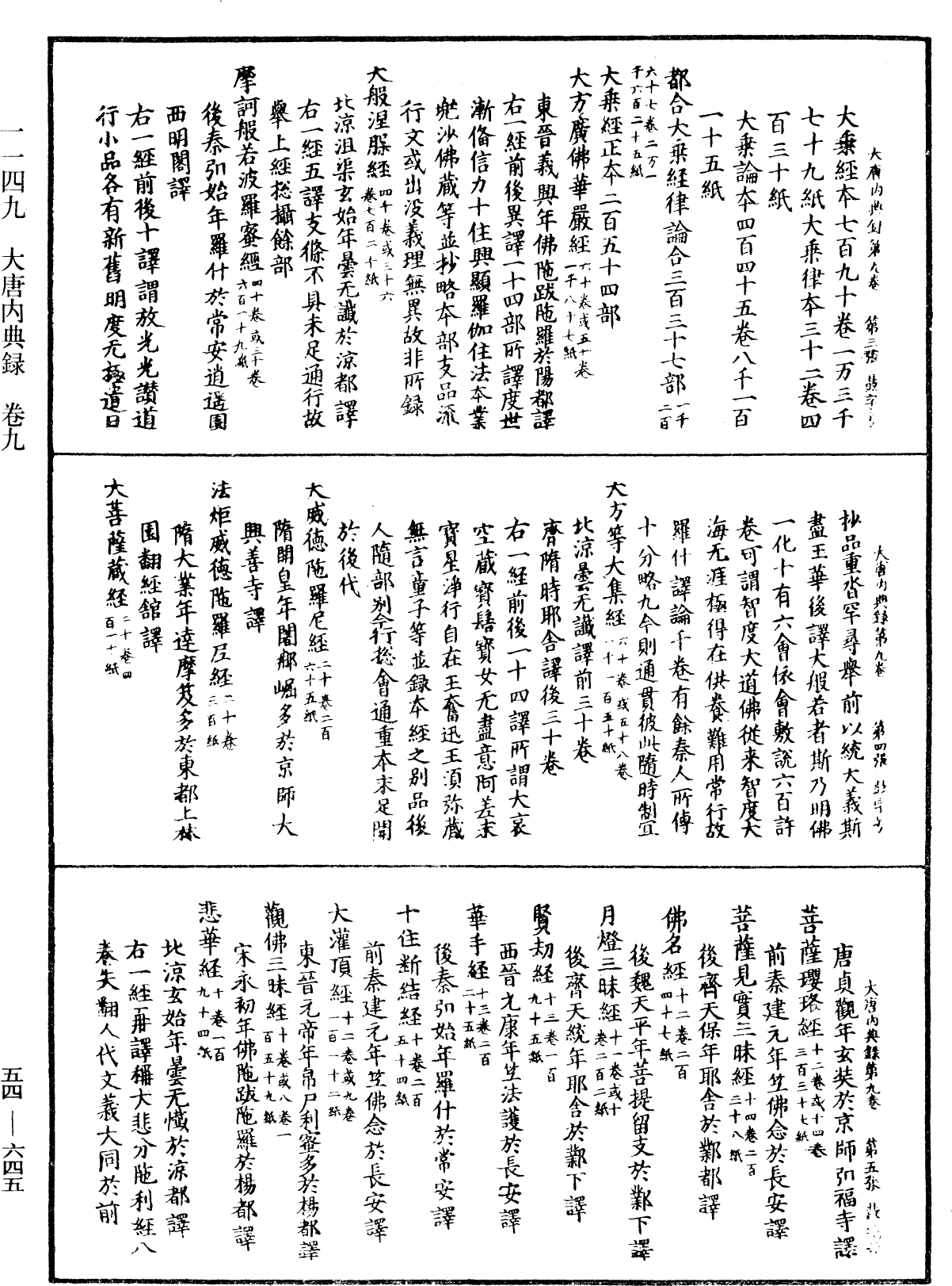 大唐內典錄《中華大藏經》_第54冊_第645頁