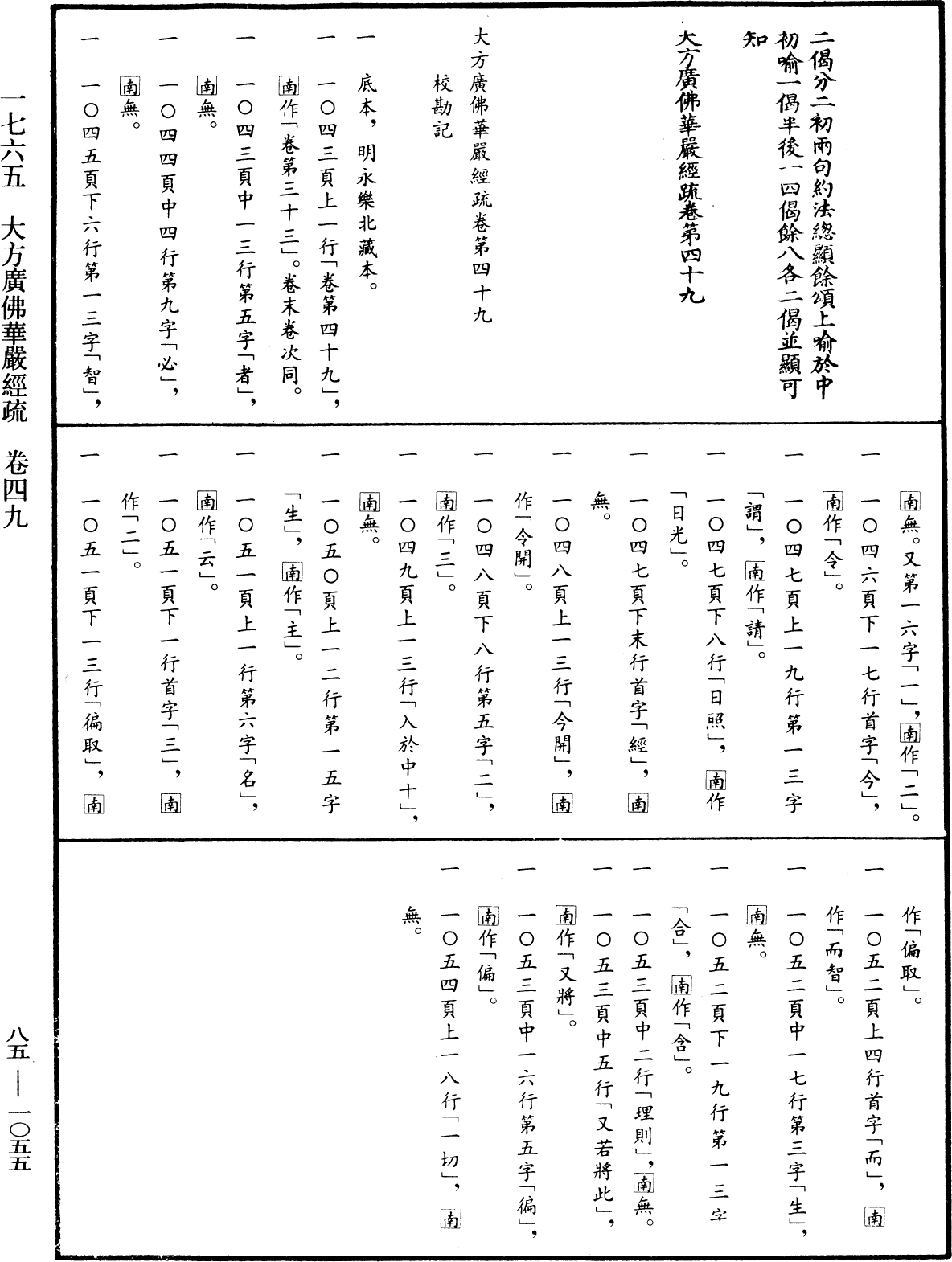 大方廣佛華嚴經疏《中華大藏經》_第85冊_第1055頁