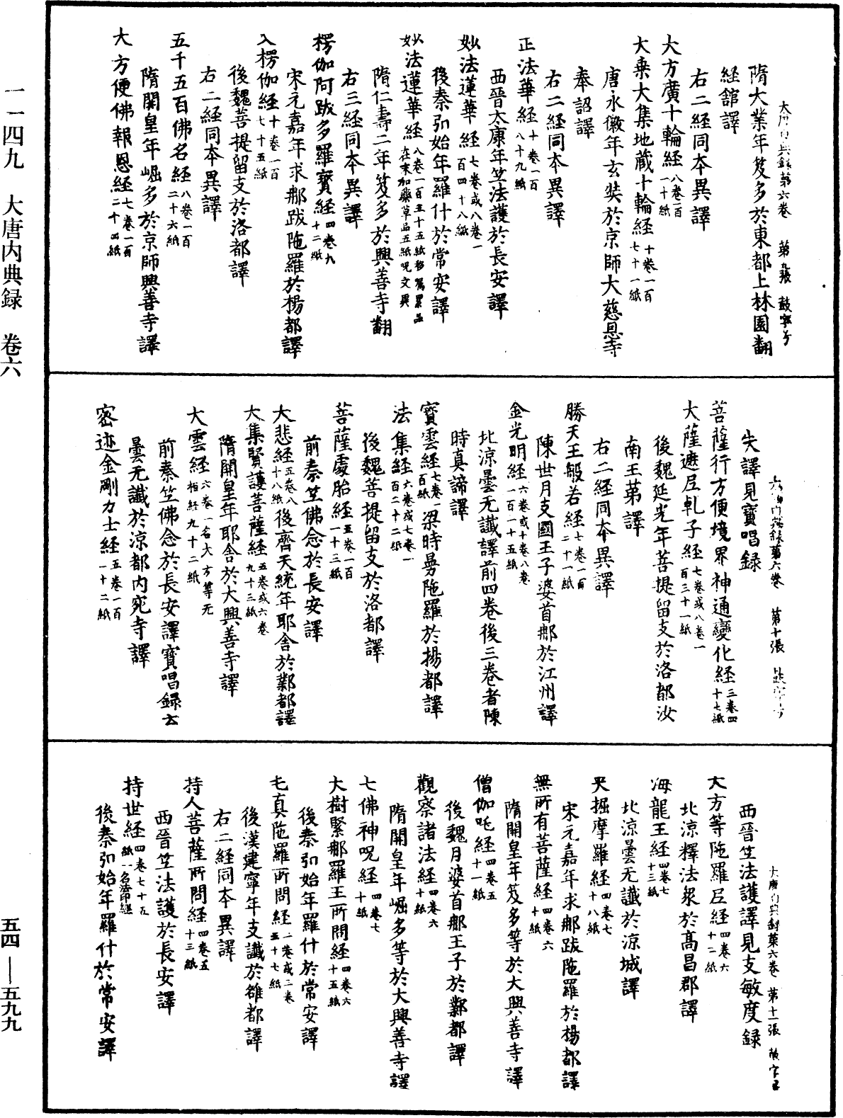 大唐內典錄《中華大藏經》_第54冊_第599頁