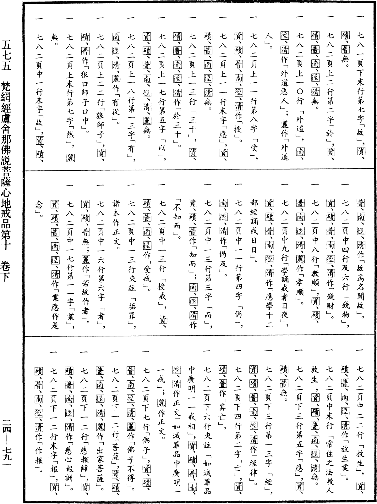 梵網經盧舍那佛說菩薩心地戒品第十《中華大藏經》_第24冊_第791頁