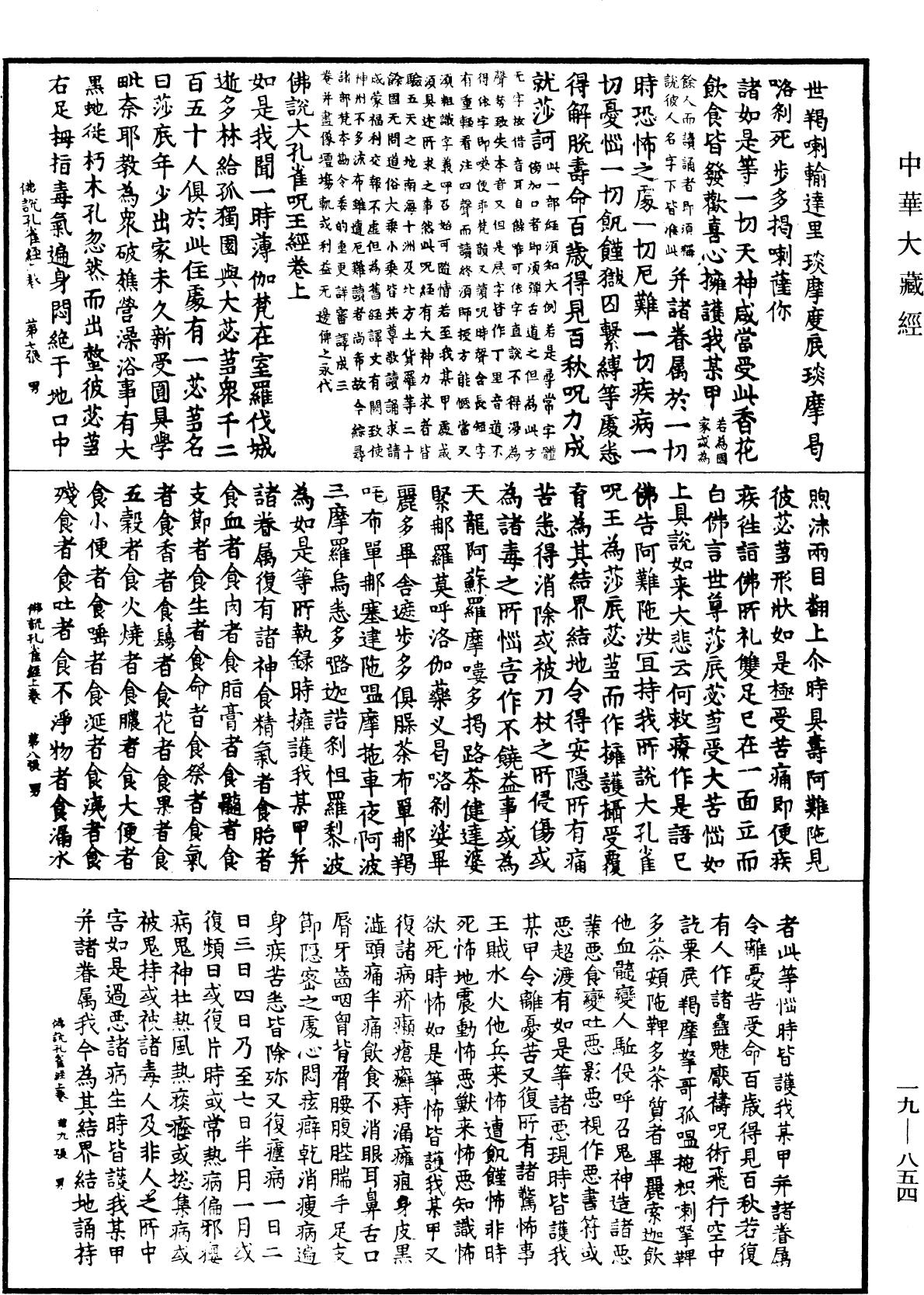 佛說大孔雀咒王經《中華大藏經》_第19冊_第854頁