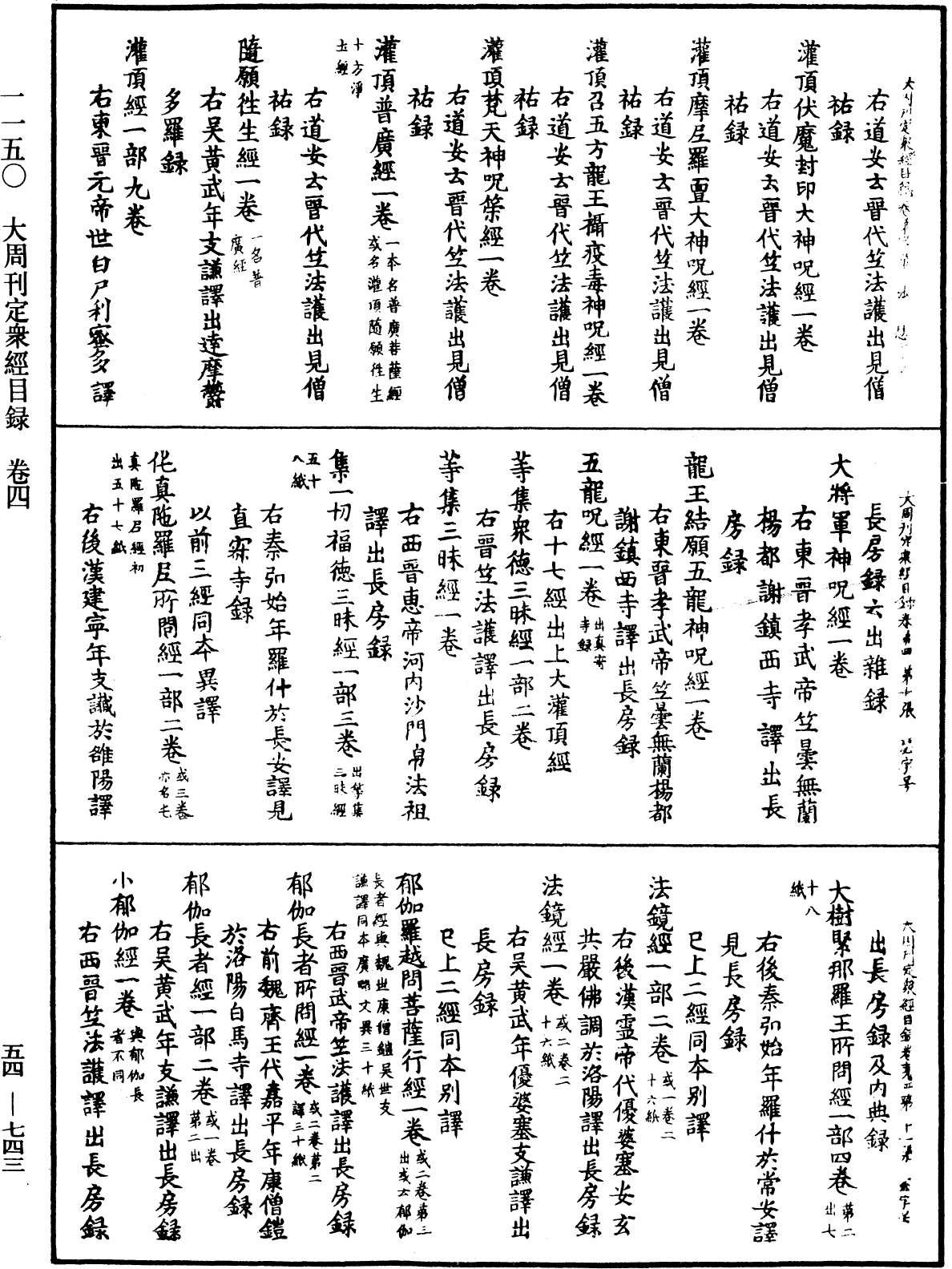 大周刊定眾經目錄《中華大藏經》_第54冊_第743頁