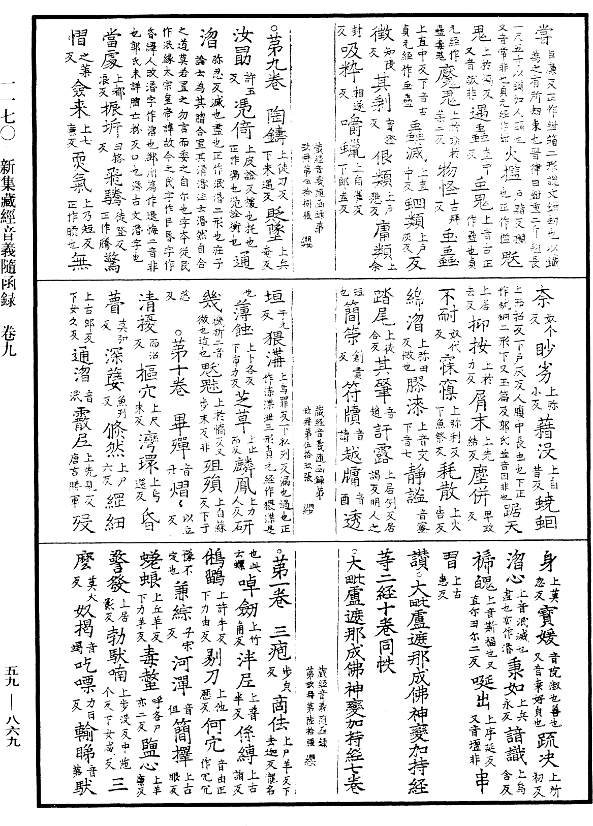 新集藏經音義隨函錄《中華大藏經》_第59冊_第0869頁