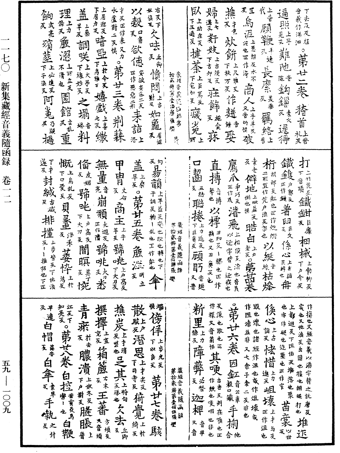 新集藏經音義隨函錄《中華大藏經》_第59冊_第1009頁