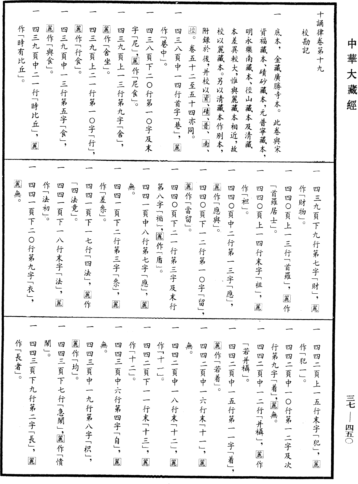 十誦律《中華大藏經》_第37冊_第450頁