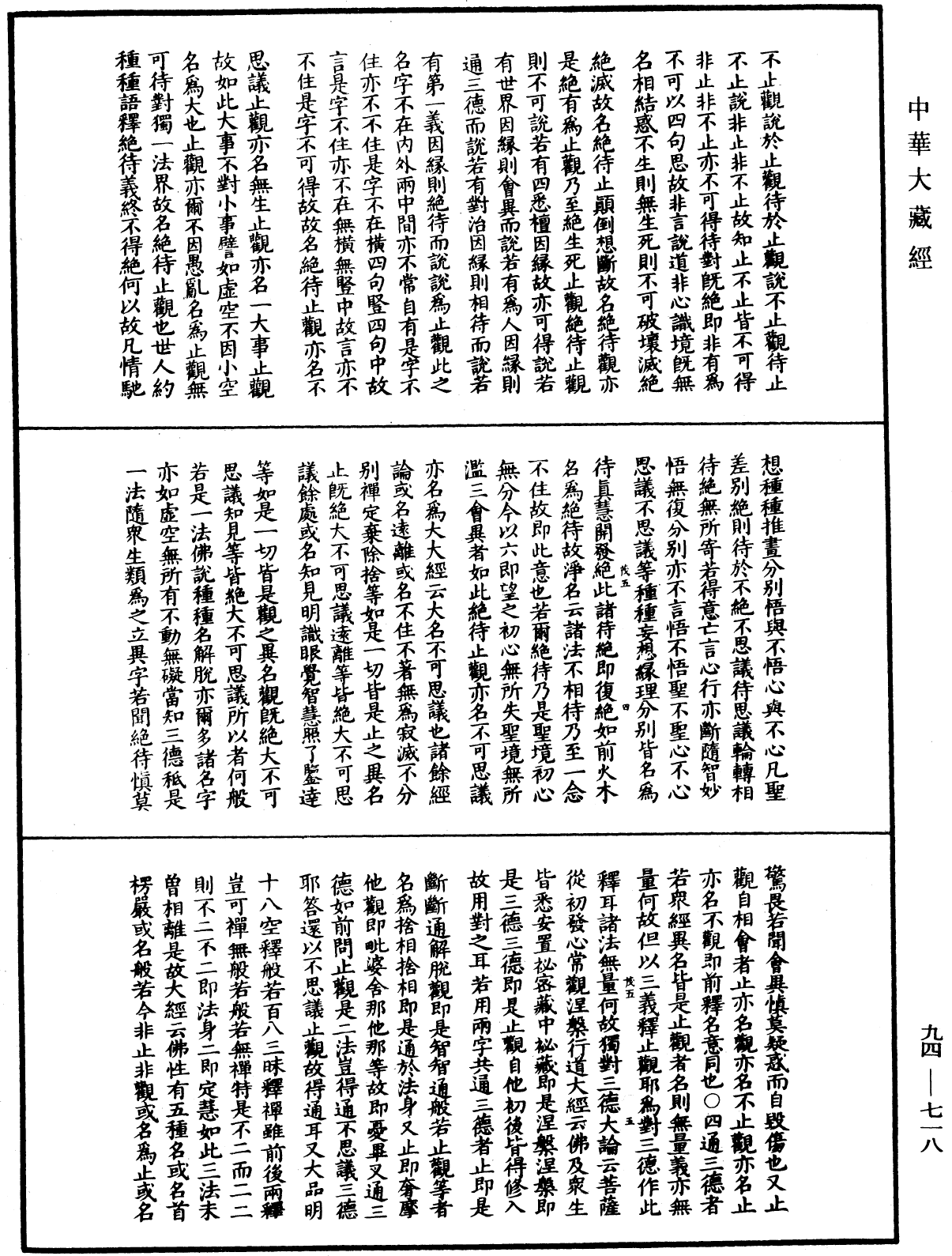 摩訶止觀《中華大藏經》_第94冊_第718頁