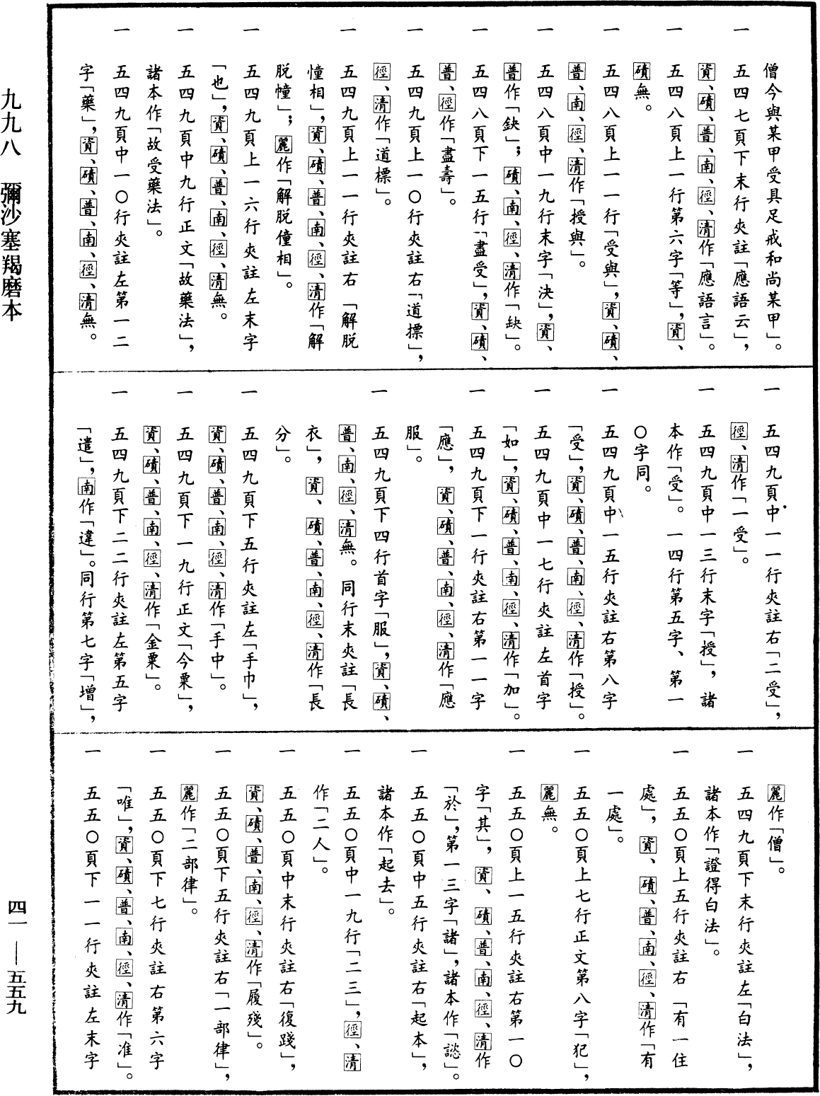 彌沙塞羯磨本《中華大藏經》_第41冊_第559頁