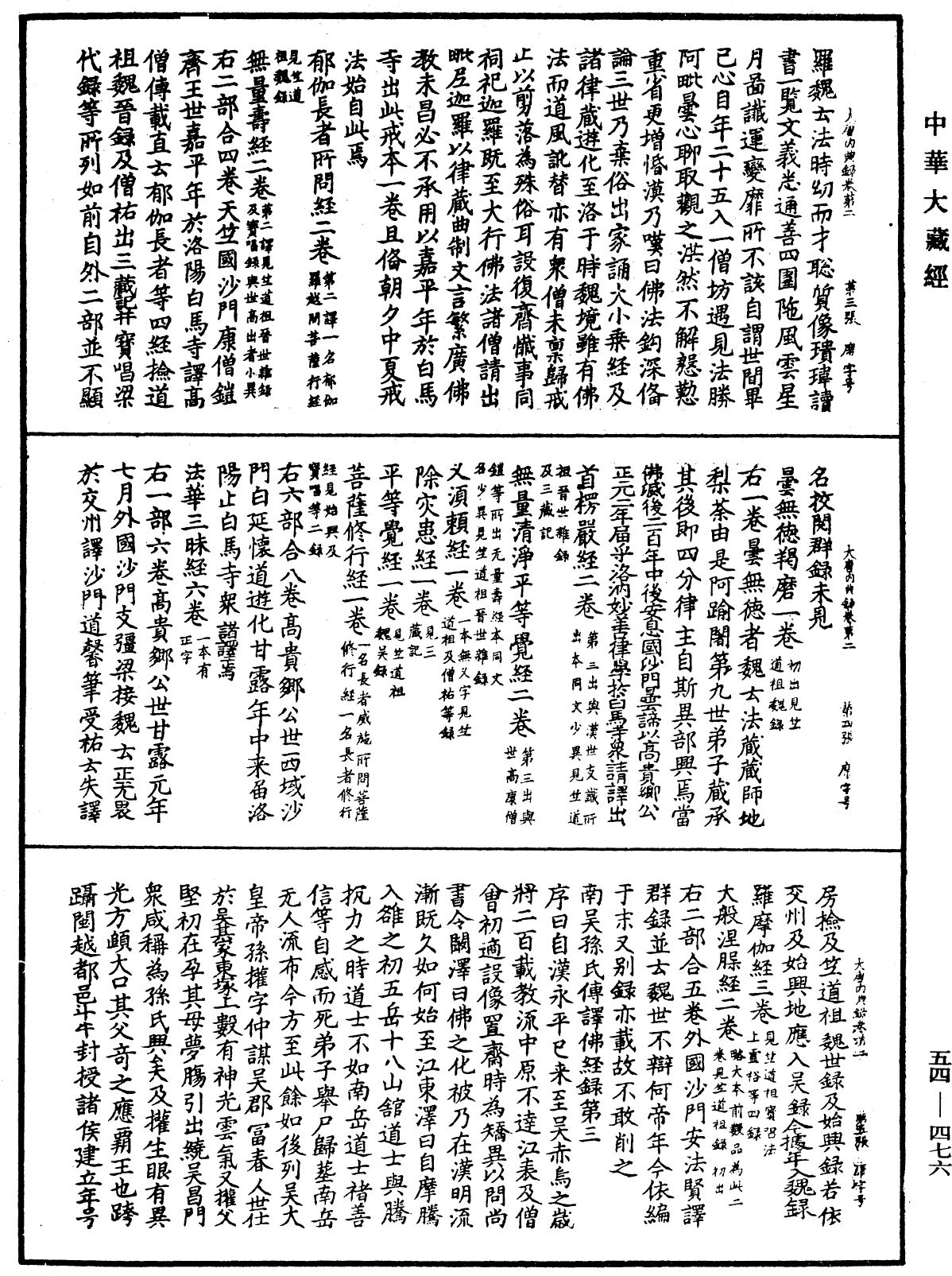 大唐内典录《中华大藏经》_第54册_第476页