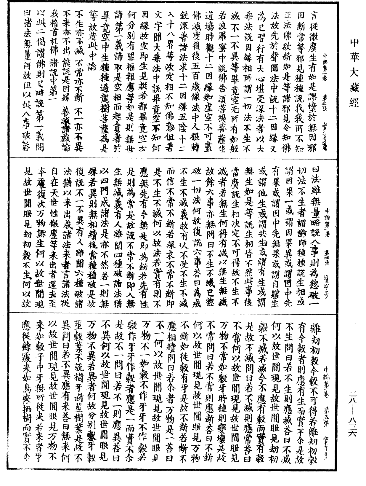 中論《中華大藏經》_第28冊_第0836頁