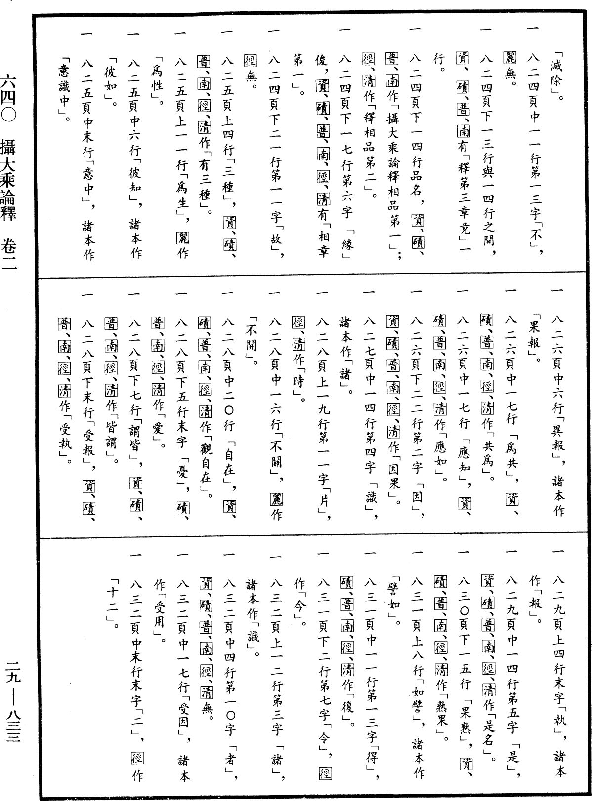 攝大乘論釋《中華大藏經》_第29冊_第0833頁2