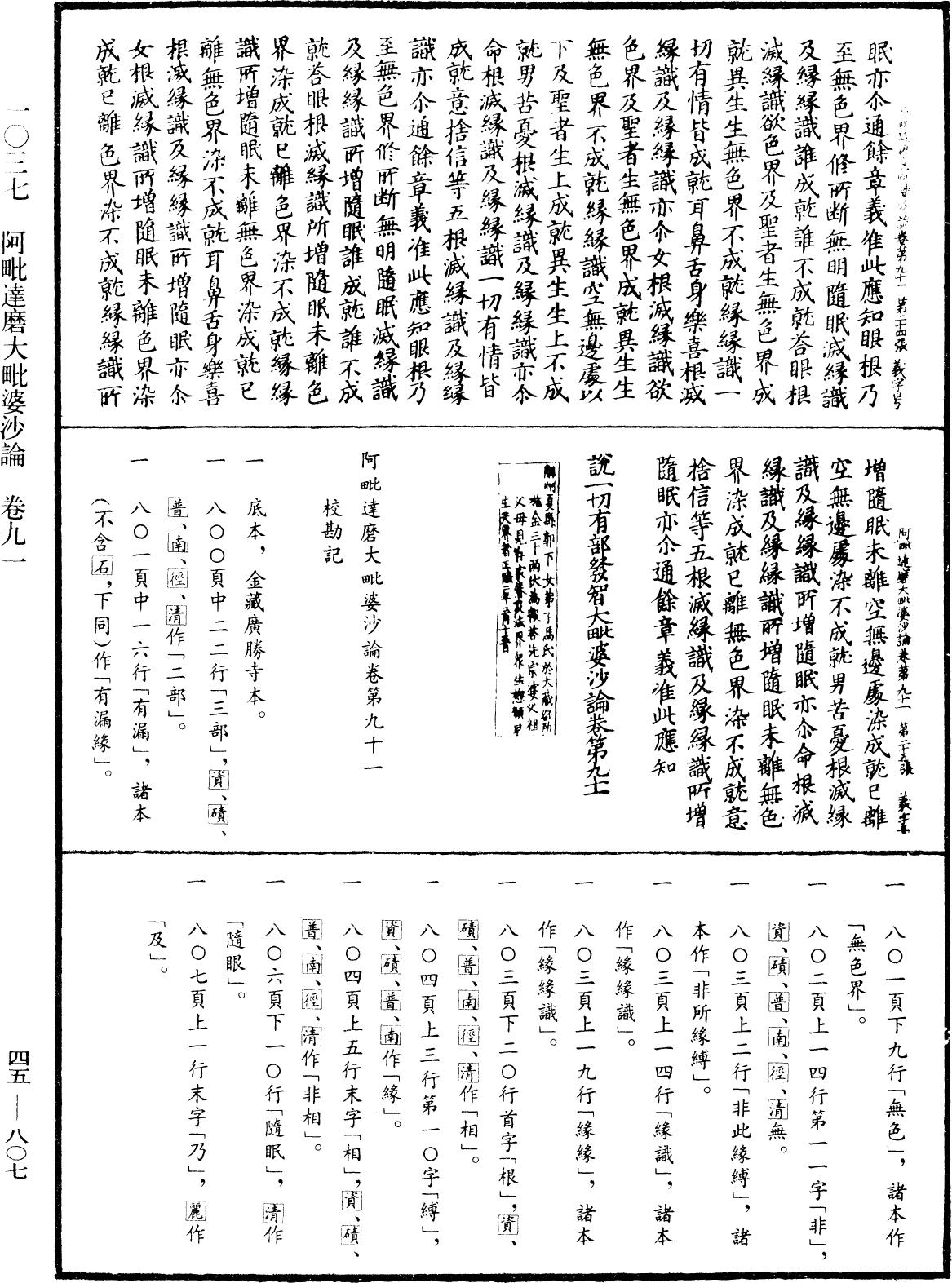 阿毗達磨大毗婆沙論《中華大藏經》_第45冊_第807頁91