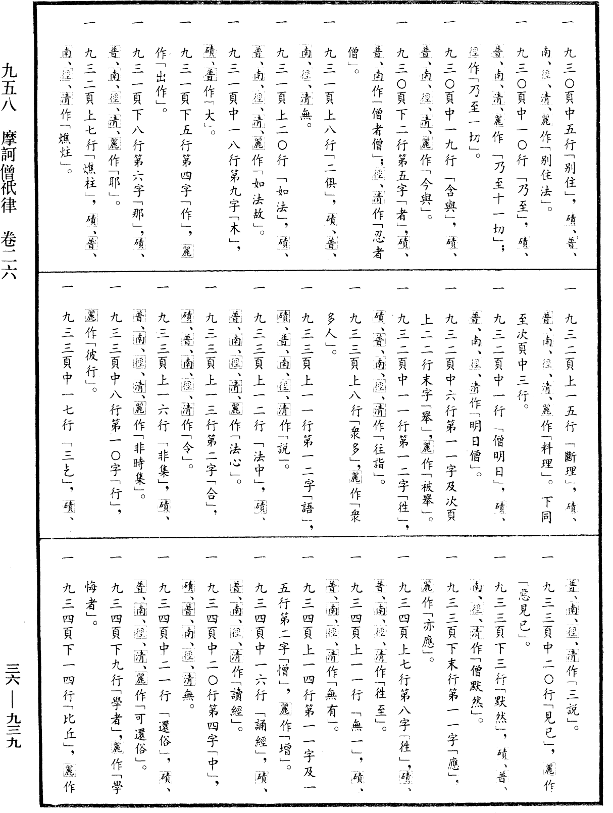 摩訶僧祇律《中華大藏經》_第36冊_第0939頁