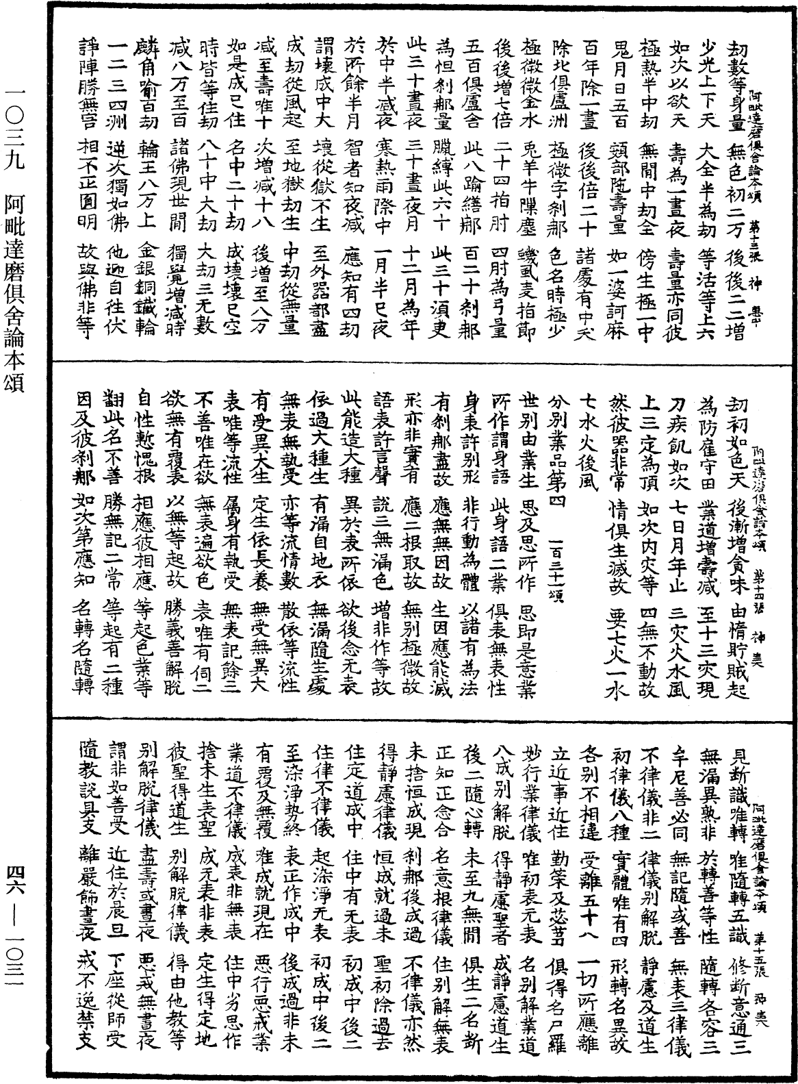 阿毗達磨俱舍論本頌《中華大藏經》_第46冊_第1031頁