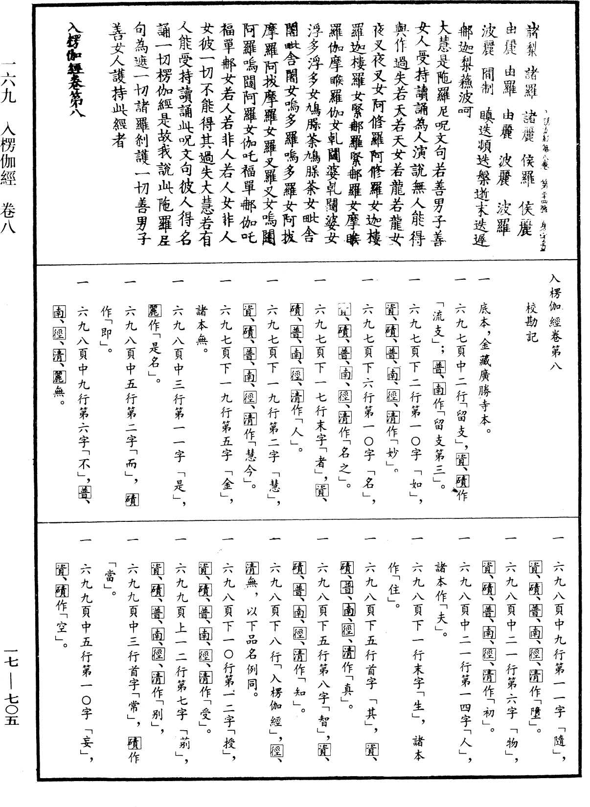 入楞伽經《中華大藏經》_第17冊_第705頁