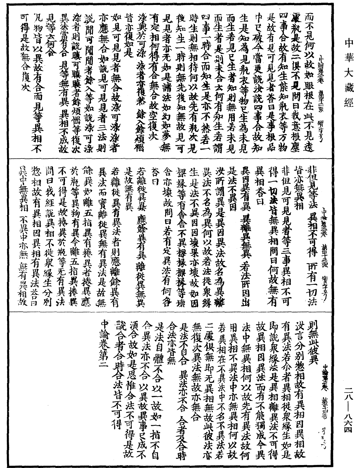 中論《中華大藏經》_第28冊_第0864頁