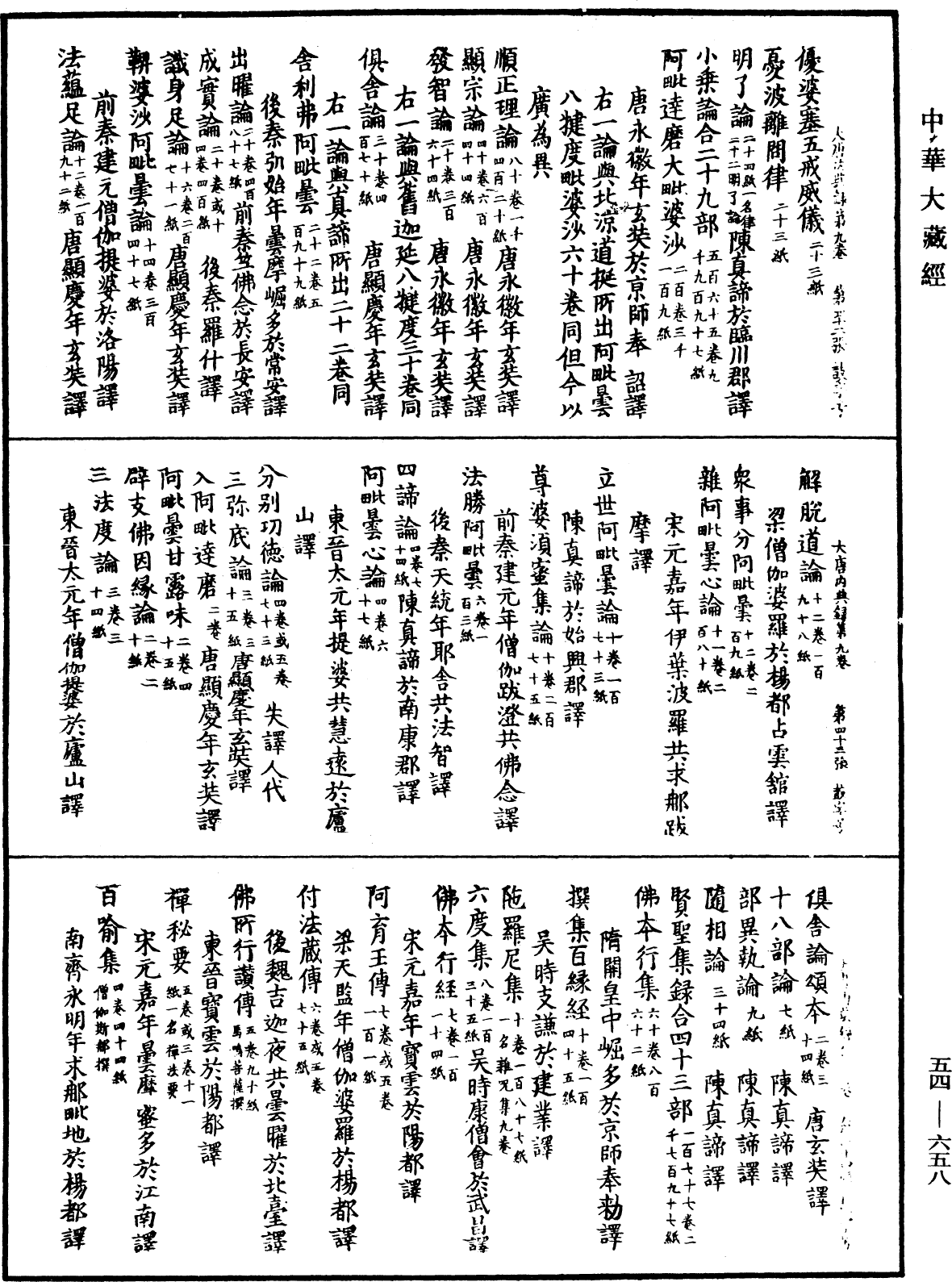 大唐内典录《中华大藏经》_第54册_第658页