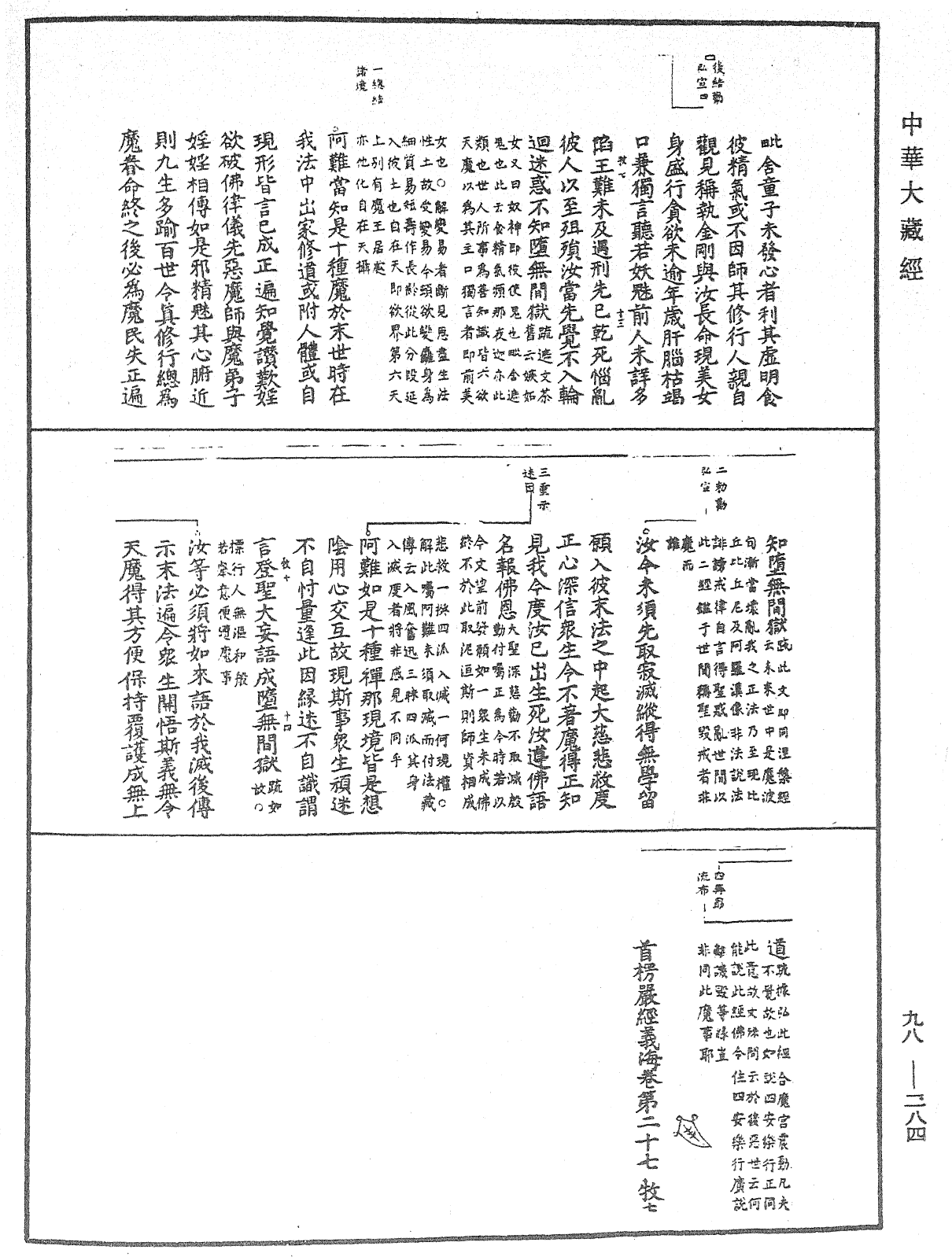 首楞严经义海《中华大藏经》_第98册_第284页