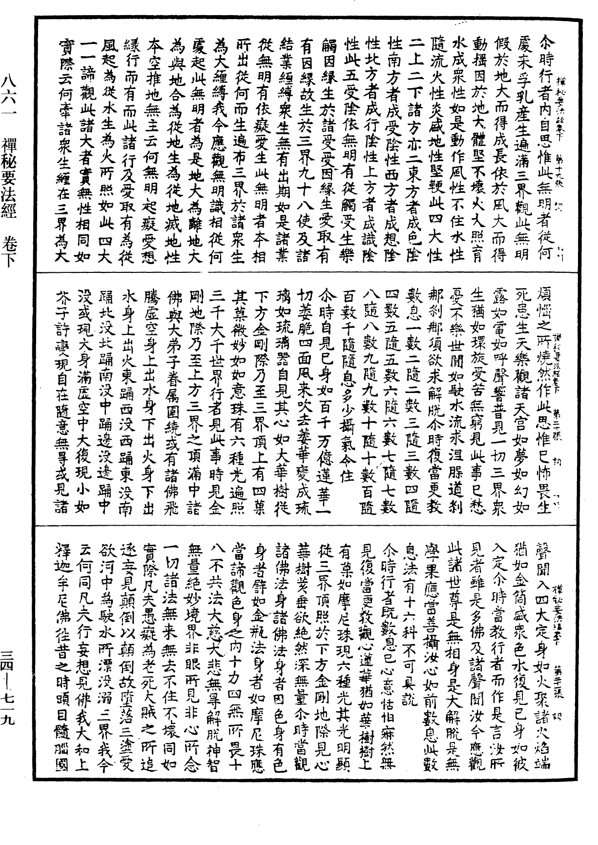 禪秘要法經《中華大藏經》_第34冊_第0719頁