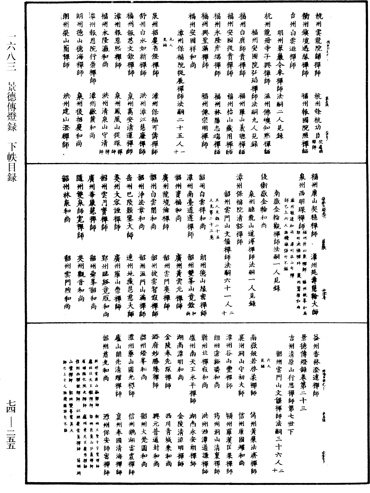 景德傳燈錄《中華大藏經》_第74冊_第255頁