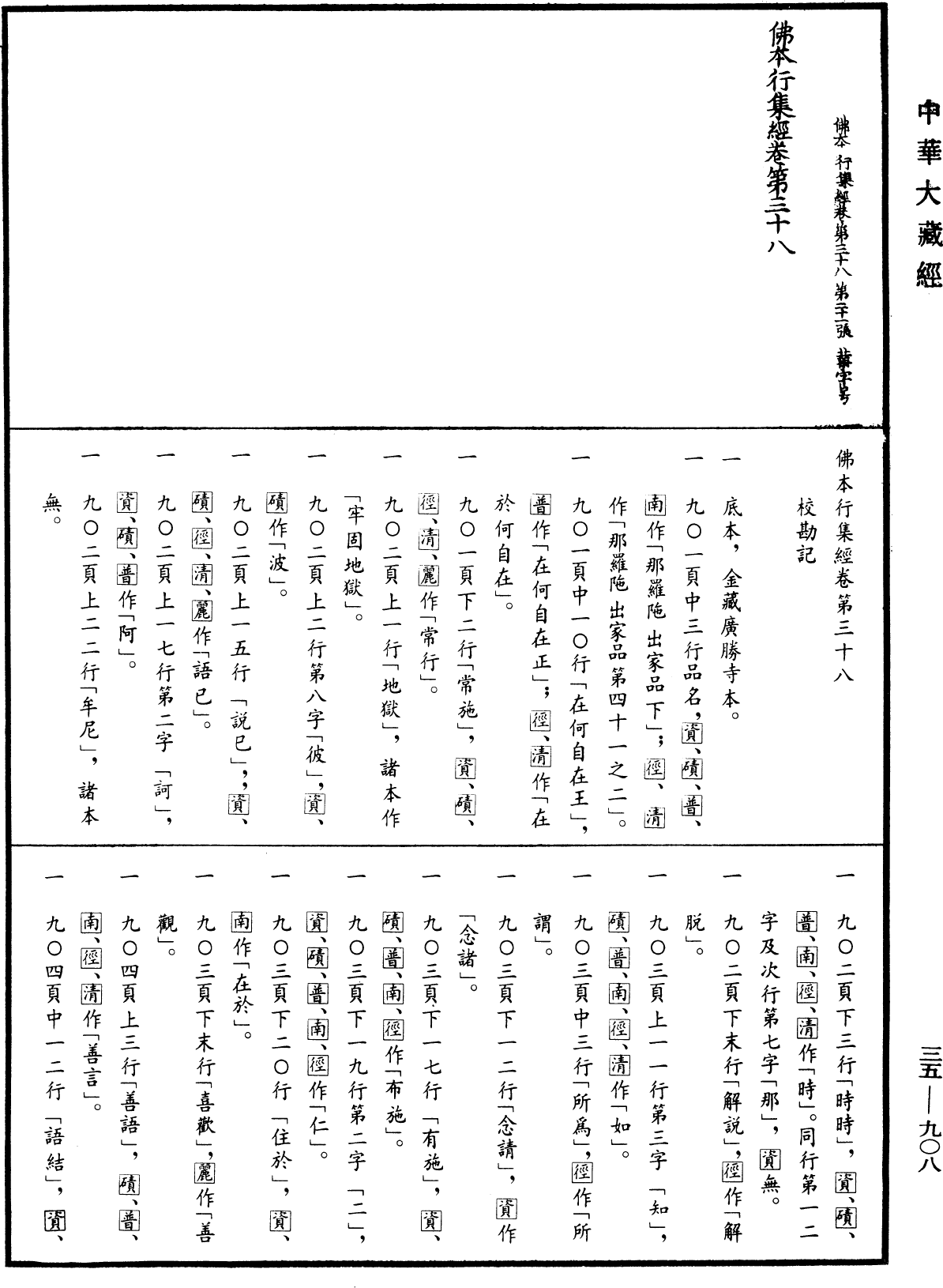 佛本行集經《中華大藏經》_第35冊_第0908頁