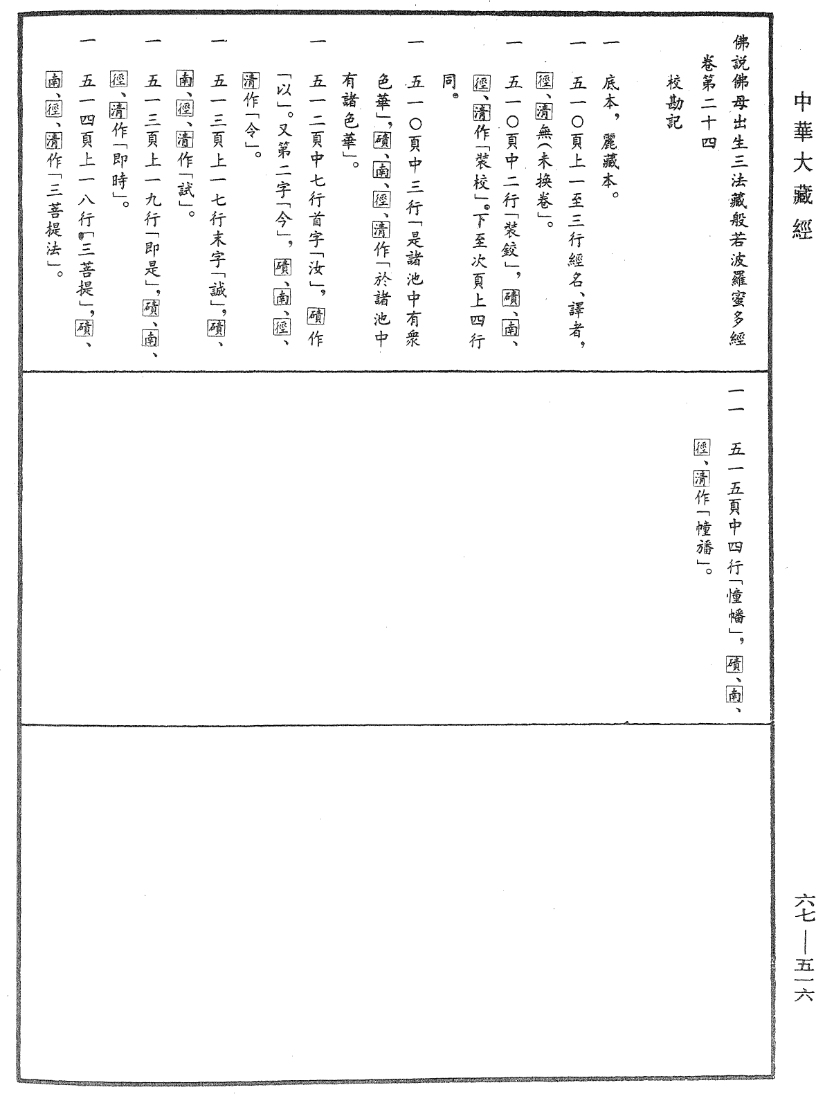 佛說佛母出生三法藏般若波羅蜜多經《中華大藏經》_第67冊_第516頁