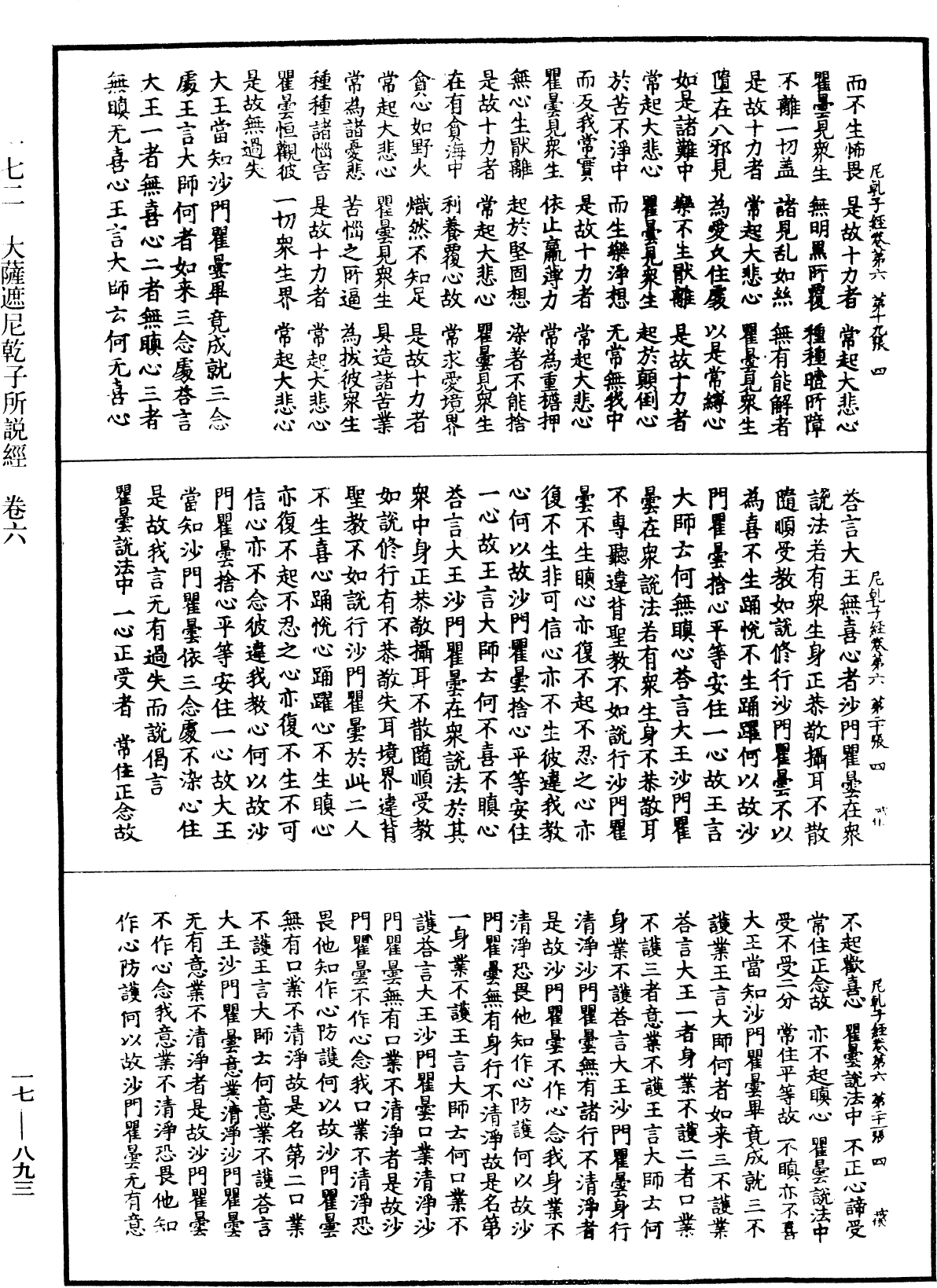 大薩遮尼乾子所說經《中華大藏經》_第17冊_第893頁